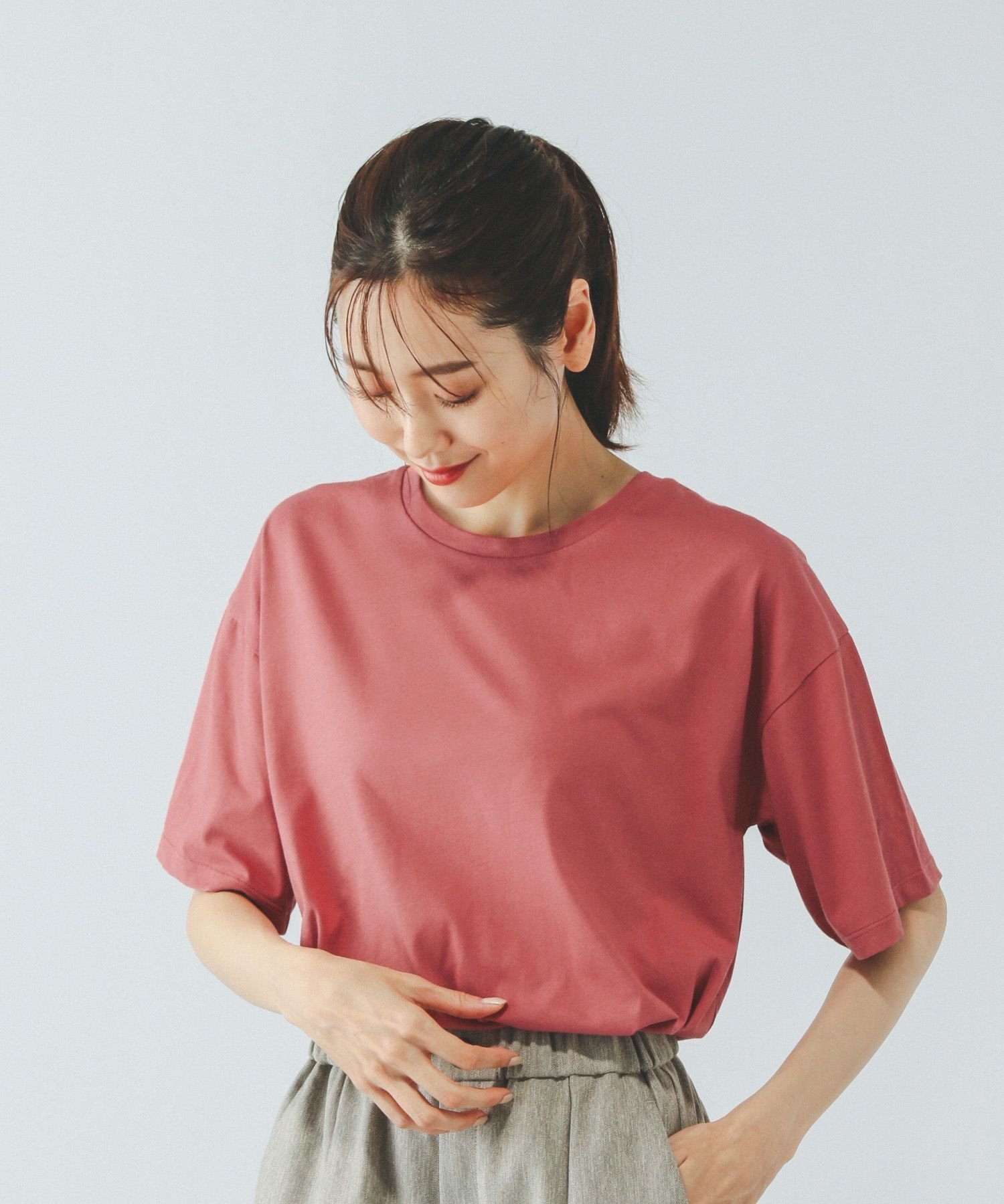 【グローバルワーク/GLOBAL WORK】のFffit エフィット/フローズンクルーネックT/499613 インテリア・キッズ・メンズ・レディースファッション・服の通販 founy(ファニー) 　ファッション　Fashion　レディースファッション　Fashion for Women　スタンダード　Standard, Basic　ボトム　Bottoms, Lower Wear　吸水　Absorbent, Quick-Dry　レッド36|ID: prp329100004624391 ipo3291000000033546256