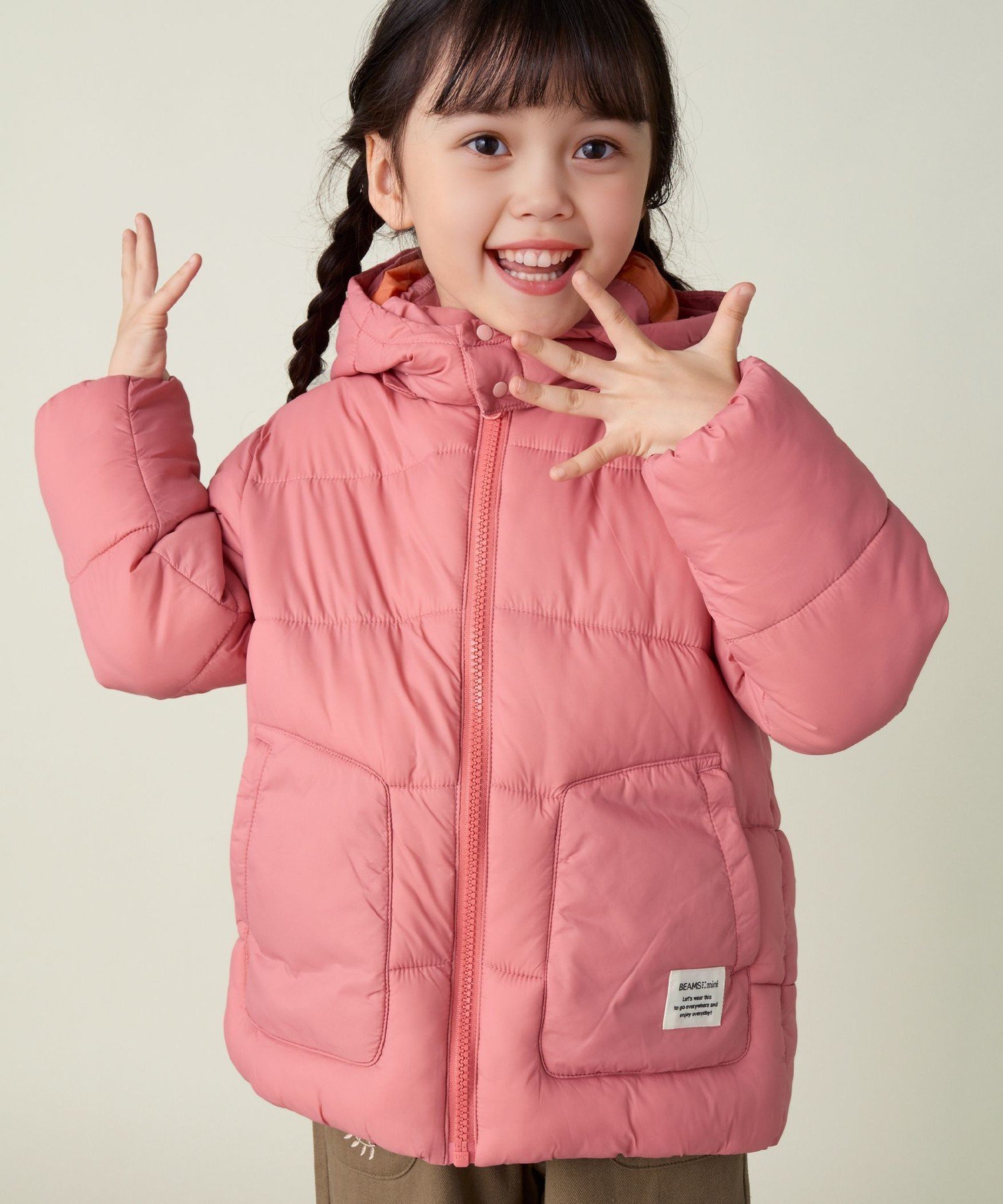 【ビームス/BEAMS / KIDS】の機能綿 フード ブルゾン(90~150cm) インテリア・キッズ・メンズ・レディースファッション・服の通販 founy(ファニー) 　ファッション　Fashion　キッズファッション　Fashion for Kids　ブルゾン　Blouson, Bomber Jacket　冬　Winter / This Winter　PINK|ID: prp329100004624542 ipo3291000000033493287