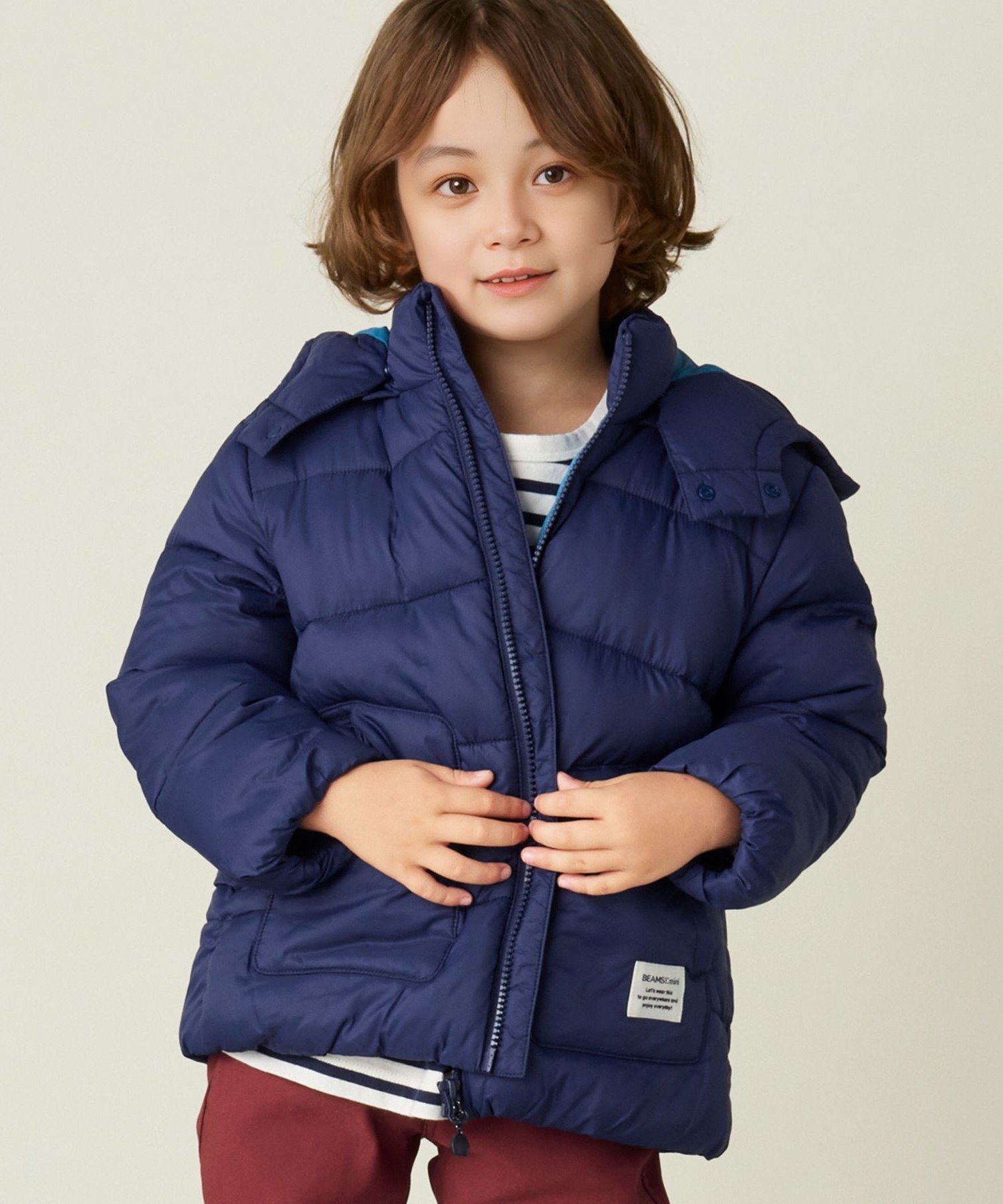 【ビームス/BEAMS / KIDS】の機能綿 フード ブルゾン(90~150cm) インテリア・キッズ・メンズ・レディースファッション・服の通販 founy(ファニー) 　ファッション　Fashion　キッズファッション　Fashion for Kids　ブルゾン　Blouson, Bomber Jacket　冬　Winter / This Winter　NAVY|ID: prp329100004624542 ipo3291000000033493290
