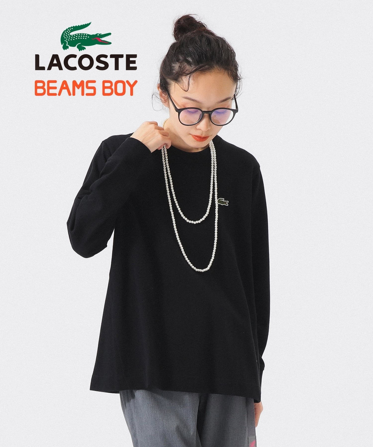 【ビームス ウイメン/BEAMS】の【別注】LACOSTE / Aライン Tシャツ 25AW ラコステ Aライン 大人カジュアル インテリア・キッズ・メンズ・レディースファッション・服の通販 founy(ファニー) 　ファッション　Fashion　レディースファッション　Fashion for Women　トップス・カットソー　Cut & Sew Tops　シャツ・ブラウス・オフィスカジュアル　Elegant Blouses & Button-Ups　ロングTシャツ・Tシャツ　Longline T-Shirts & Tees　シンプル　Simple, Minimal　スラックス　Slacks, Dress Pants　デニム　Denim, Jeans Material　定番　Standard, Basic Item　人気　Popular, Best Seller　長袖　Long Sleeve, Full Sleeve　バランス　Balance, Style Balance　別注　Limited Edition, Custom Order　2025年　2025　2025-2026秋冬・A/W　Autumn/Winter 2025–26 AW25–26　BLACK|ID: prp329100004624922 ipo3291000000033470266
