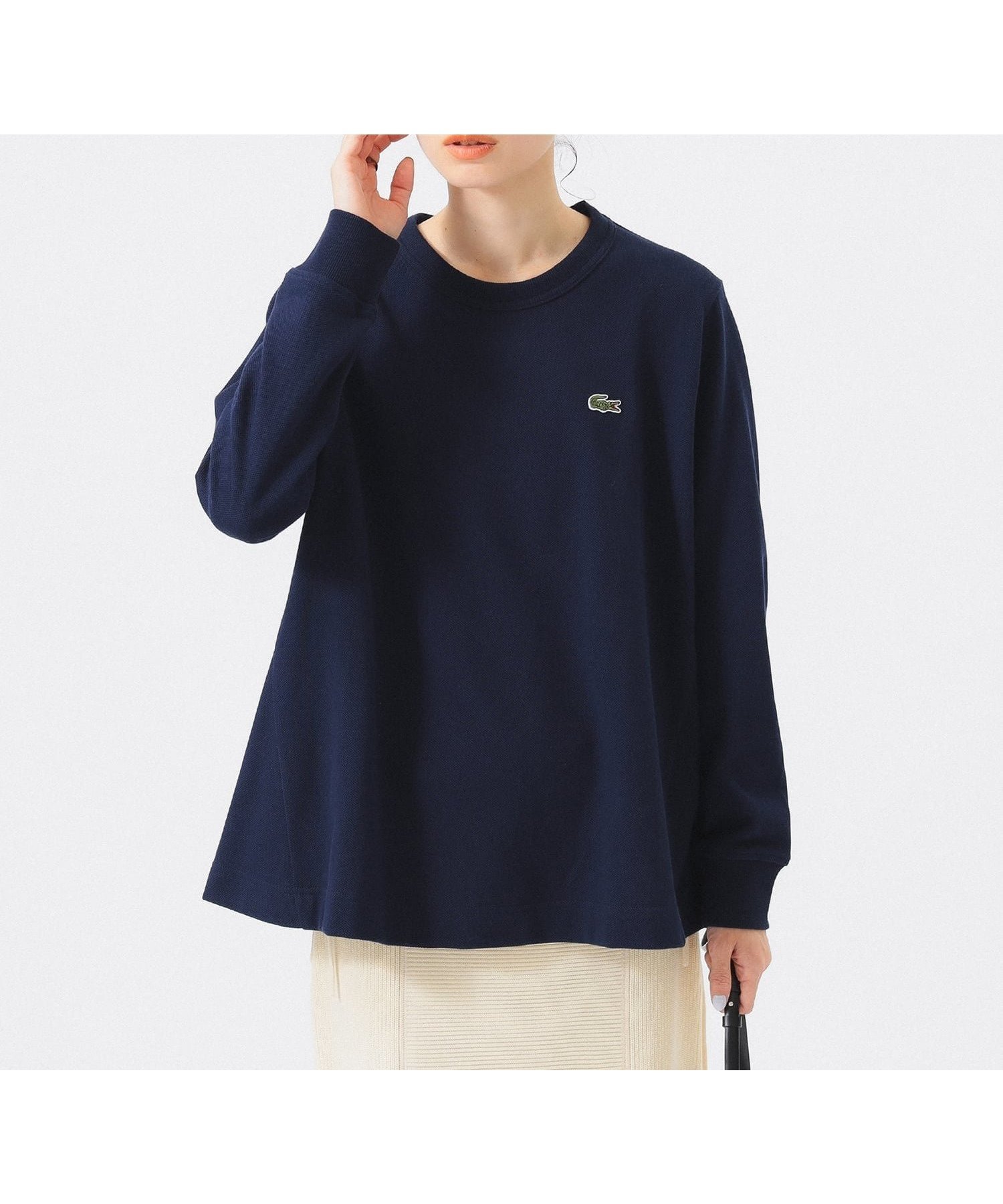 【ビームス ウイメン/BEAMS】の【別注】LACOSTE / Aライン Tシャツ 25AW ラコステ Aライン 大人カジュアル インテリア・キッズ・メンズ・レディースファッション・服の通販 founy(ファニー) 　ファッション　Fashion　レディースファッション　Fashion for Women　トップス・カットソー　Cut & Sew Tops　シャツ・ブラウス・オフィスカジュアル　Elegant Blouses & Button-Ups　ロングTシャツ・Tシャツ　Longline T-Shirts & Tees　シンプル　Simple, Minimal　スラックス　Slacks, Dress Pants　デニム　Denim, Jeans Material　定番　Standard, Basic Item　人気　Popular, Best Seller　長袖　Long Sleeve, Full Sleeve　バランス　Balance, Style Balance　別注　Limited Edition, Custom Order　2025年　2025　2025-2026秋冬・A/W　Autumn/Winter 2025–26 AW25–26　NAVY|ID: prp329100004624922 ipo3291000000033470267