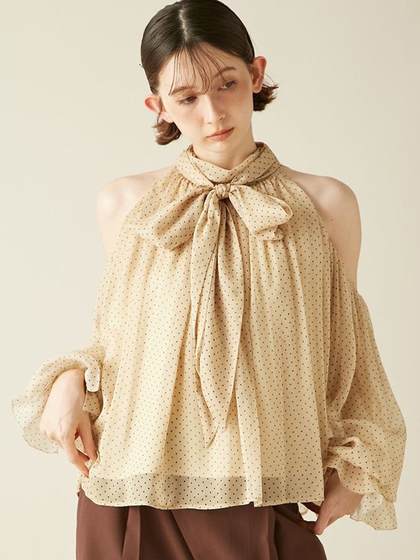 【リリーブラウン/Lily Brown】の【WEB限定カラー】ドレープボウタイシフォンブラウス インテリア・キッズ・メンズ・レディースファッション・服の通販 founy(ファニー) 　ファッション　Fashion　レディースファッション　Fashion for Women　トップス・カットソー　Cut & Sew Tops　シャツ・ブラウス・オフィスカジュアル　Elegant Blouses & Button-Ups　DOT[934]|ID: prp329100004624935 ipo3291000000033221627