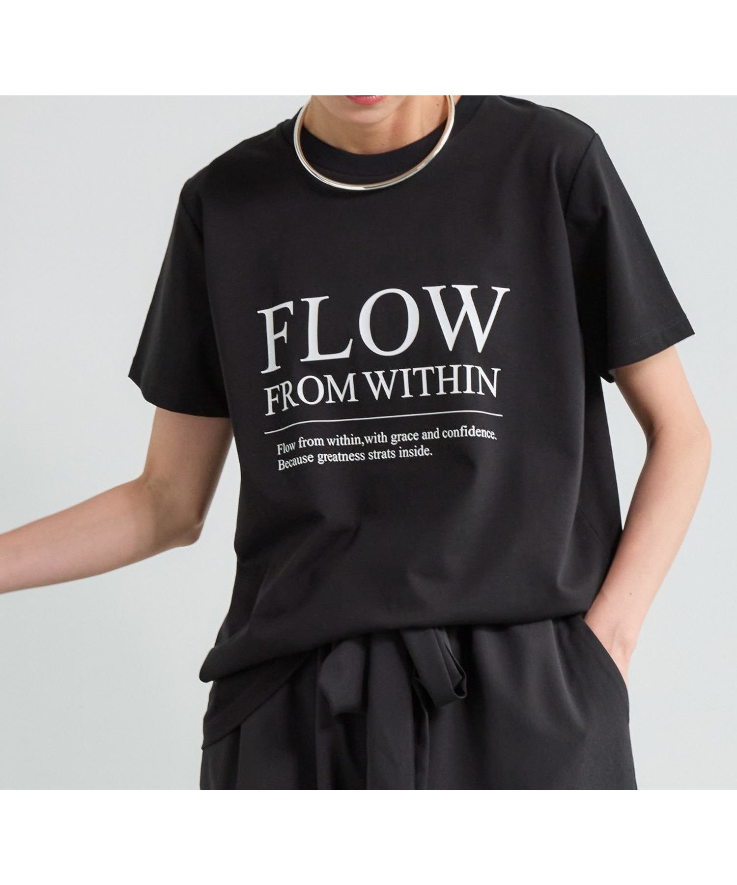 【バンヤードストーム/BARNYARDSTORM】のFLOWロゴT インテリア・キッズ・メンズ・レディースファッション・服の通販 founy(ファニー) 　ファッション　Fashion　レディースファッション　Fashion for Women　カットソー　Cut and Sewn Top　シンプル　Simple, Minimal　スタンダード　Standard, Basic　デニム　Denim, Jeans Material　人気　Popular, Best Seller　バランス　Balance, Style Balance　プリント　Print, Printed Pattern　夏　Summer　ブラック|ID: prp329100004625155 ipo3291000000033540103