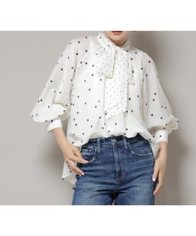 【ナノ ユニバース/nano universe】のランダムドットボータイ付きブラウス 人気、トレンドファッション・服の通販 founy(ファニー) ファッション Fashion レディースファッション Fashion for Women トップス・カットソー Cut & Sew Tops シャツ・ブラウス・オフィスカジュアル Elegant Blouses & Button-Ups ギャザー Gathered, Ruffled コンビ Combo, Combination Style シアー Sheer, See-Through ジャケット Jacket, Outerwear スカーフ Scarf, Neckwear スタンド Stand Collar, Upright Stand セットアップ Set-Up, Coordinated Outfit デニム Denim, Jeans Material ドット Polka Dot, Dot Pattern ブラウジング Blouson Silhouette, Cinched Waist プリント Print, Printed Pattern ランダム Random, Irregular リボン Ribbon, Bow エレガント 上品 Elegant 2025年 2025 2025-2026秋冬・A/W Autumn/Winter 2025–26 AW25–26 |ID:prp329100004625220