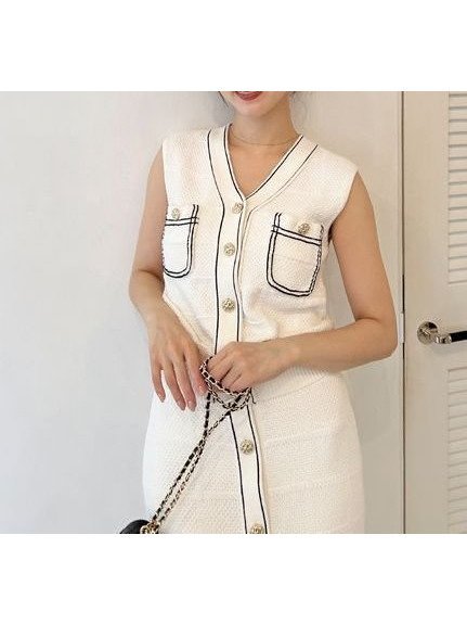 【スナイデル/SNIDEL】のSustainableストラクチャーニットジレ 人気、トレンドファッション・服の通販 founy(ファニー) 　ファッション　Fashion　レディースファッション　Fashion for Women　アウター　Coat / Outerwear Collection　トップス・カットソー　Cut & Sew Tops　ニット　Knit Tops & Sweaters　ベスト&ジレ / 重ね着スタイル　Vests & Gilets　イエロー　Yellow　ストレート　Straight, Straight Cut　セットアップ　Set-Up, Coordinated Outfit　トレンド　Trend, Trending Now　バスケット　Basket, Basket Bag　フレア　Flare, Flared　ポケット　Pocket, Pocket Detail　リュクス　Luxury, Elegant, High-End, Chic　おすすめ　Recommended / Our Picks　 other-1|ID: prp329100004625244 ipo3291000000033227583