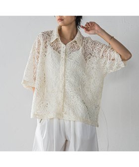 【メイソングレイ/MAYSON GREY】の【WEB限定】コード刺繍レースワイドシャツ≪手洗い可能≫ 人気、トレンドファッション・服の通販 founy(ファニー) ファッション Fashion レディースファッション Fashion for Women トップス・カットソー Cut & Sew Tops シャツ・ブラウス・オフィスカジュアル Elegant Blouses & Button-Ups フェミニン Feminine, Girly レース Lace, Lace Fabric 羽織 Haori, Light Jacket |ID:prp329100004625264