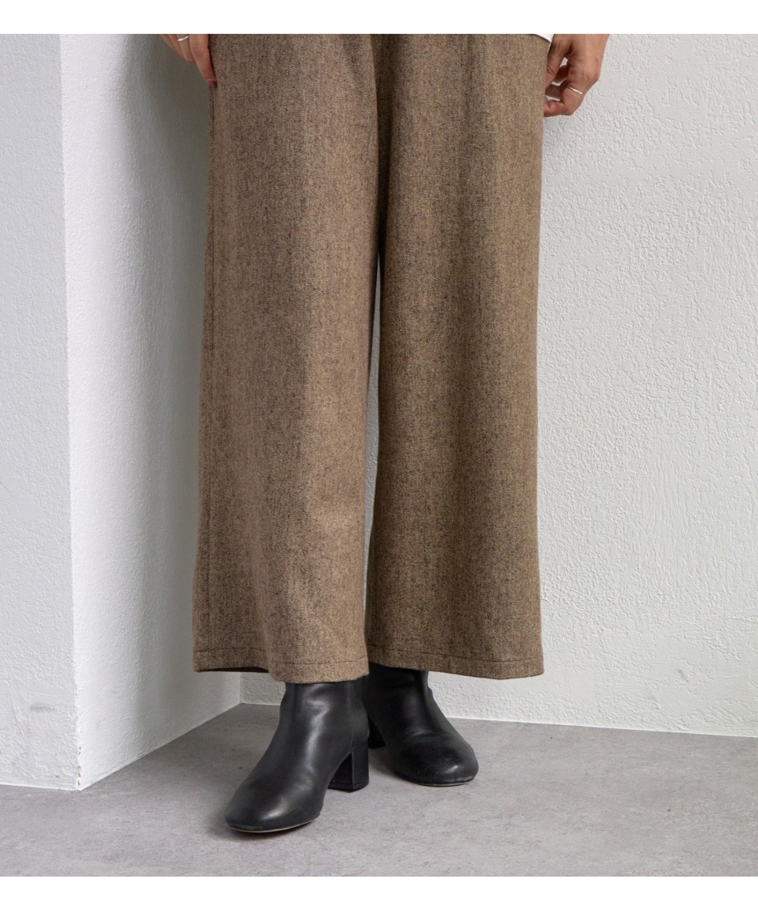 【ビアズリー/BEARDSLEY】のウエストリブネップパンツ インテリア・キッズ・メンズ・レディースファッション・服の通販 founy(ファニー) 　ファッション　Fashion　レディースファッション　Fashion for Women　パンツ　Pants & Trousers　おすすめ　Recommended / Our Picks　アクリル　Acrylic Material　カットソー　Cut and Sewn Top　ツイード　Twill, Twill Weave　ネップ　Nepp, Slub Yarn　A/W・秋冬　Autumn/Winter　ブラウン|ID: prp329100004625322 ipo3291000000033860323
