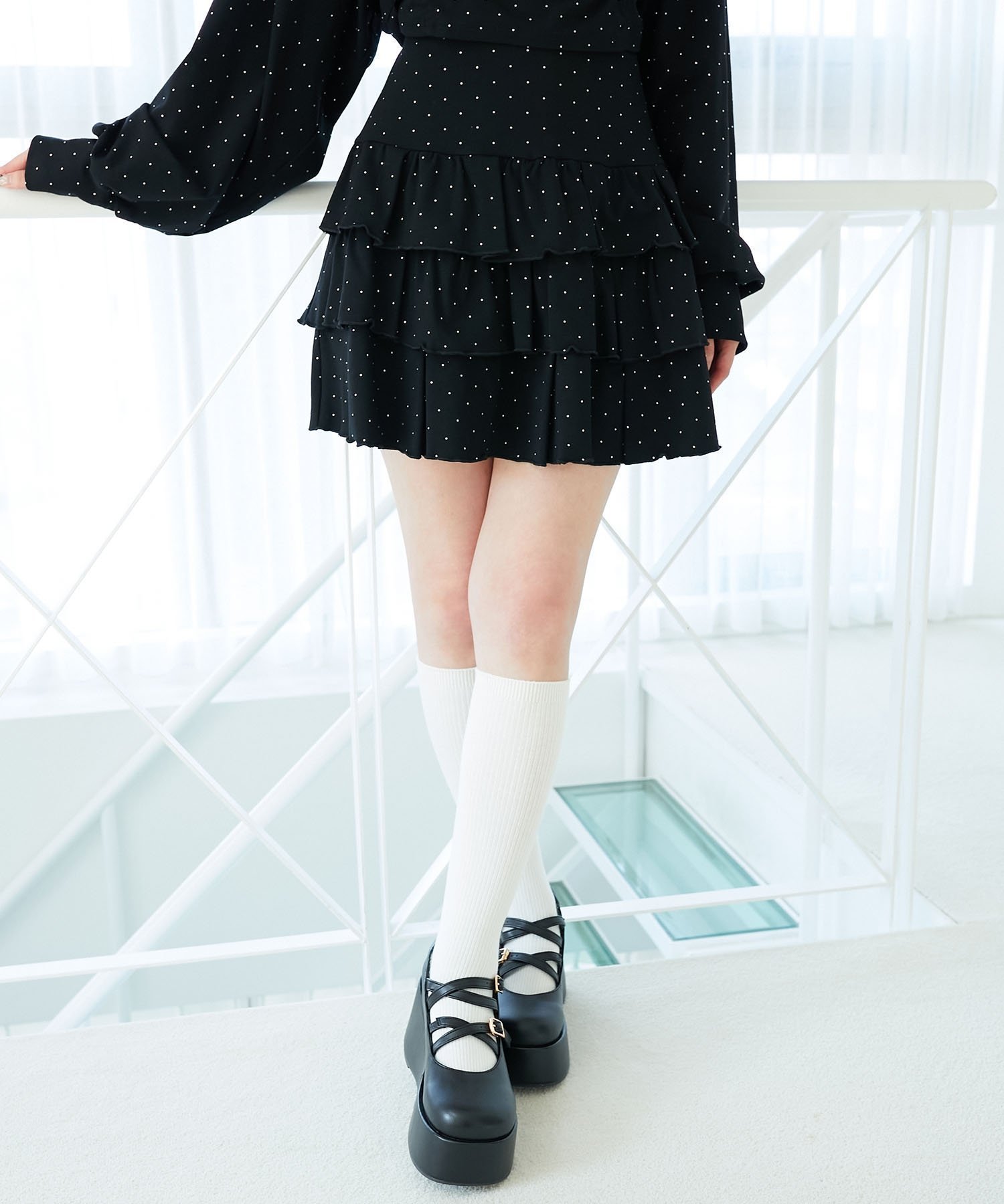【マジェスティック レゴン/MAJESTIC LEGON】のラインストーンティアードスカパン 人気、トレンドファッション・服の通販 founy(ファニー) 　ファッション　Fashion　レディースファッション　Fashion for Women　カットソー　Cut and Sewn Top　ストーン　Stone, Gem-Like　フェミニン　Feminine, Girly　フリル　Frill, Ruffle　 other-1|ID: prp329100004625889 ipo3291000000033608843