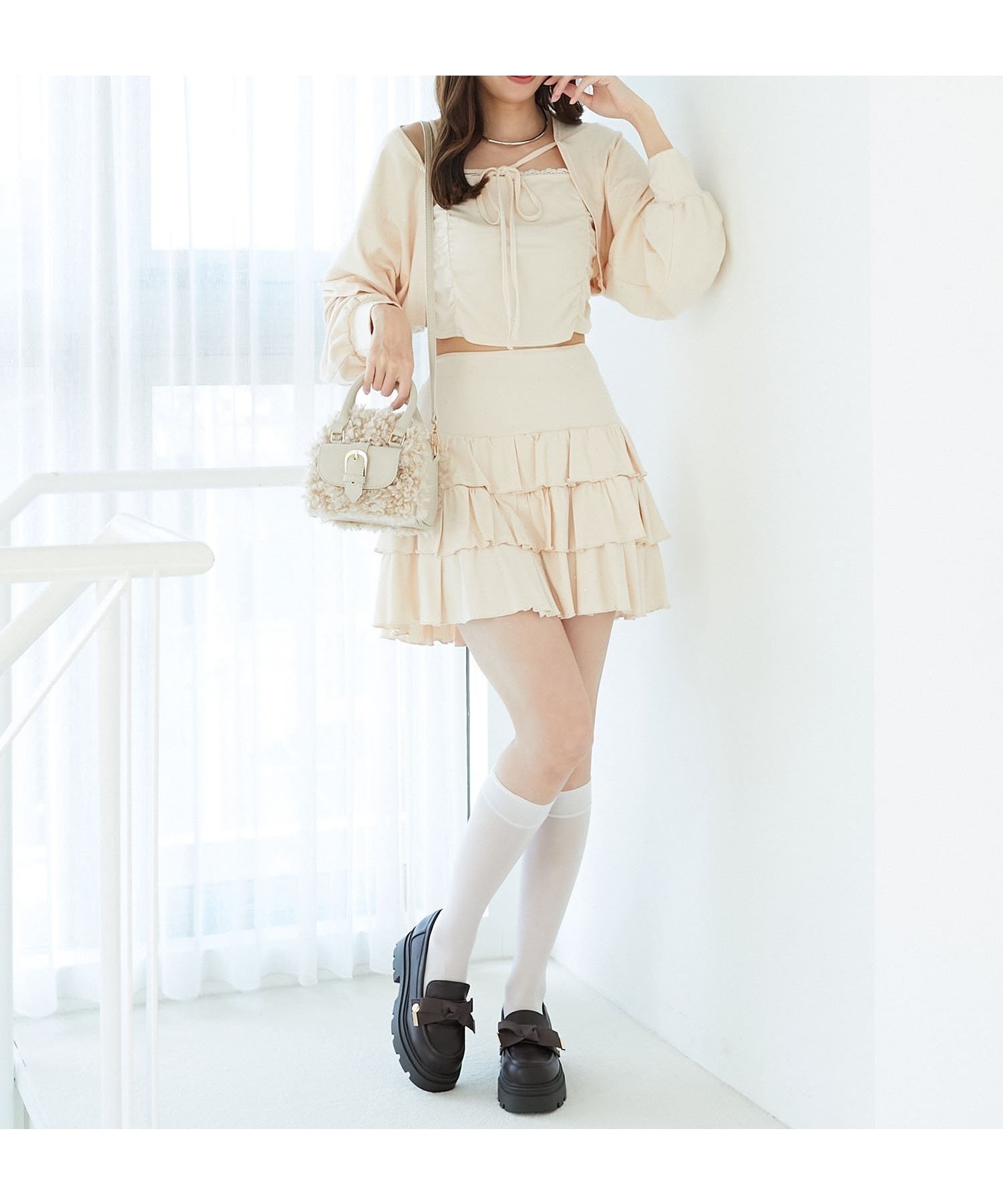 【マジェスティック レゴン/MAJESTIC LEGON】のラインストーンティアードスカパン インテリア・キッズ・メンズ・レディースファッション・服の通販 founy(ファニー) 　ファッション　Fashion　レディースファッション　Fashion for Women　カットソー　Cut and Sewn Top　ストーン　Stone, Gem-Like　フェミニン　Feminine, Girly　フリル　Frill, Ruffle　ピンク|ID: prp329100004625889 ipo3291000000033608847