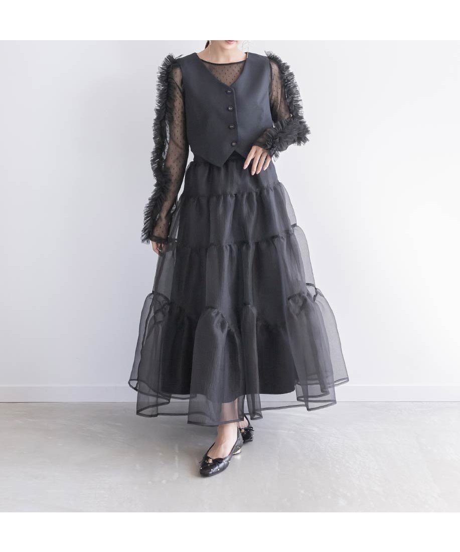 【ランダ/RANDA】のジレドッキングワンピース インテリア・キッズ・メンズ・レディースファッション・服の通販 founy(ファニー) 　ファッション　Fashion　レディースファッション　Fashion for Women　アウター　Coat / Outerwear Collection　インナー　Innerwear　コンパクト　Compact, Small Size　ドッキング　Docking, Mixed Material　フェミニン　Feminine, Girly　NAVY|ID: prp329100004625910 ipo3291000000033583549