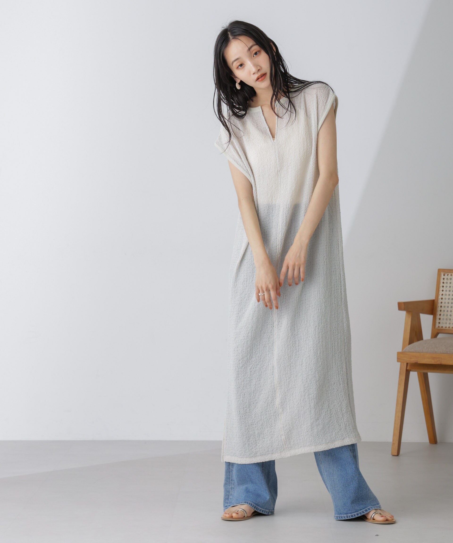 【ナノ ユニバース/nano universe】のシアーサッカーワンピース インテリア・キッズ・メンズ・レディースファッション・服の通販 founy(ファニー) 　ファッション　Fashion　レディースファッション　Fashion for Women　ワンピース　Dresses　2024年　2024　2024-2025秋冬・A/W　Autumn/Winter 2024–25 AW24–25　おすすめ　Recommended / Our Picks　イエロー　Yellow　インナー　Innerwear　ウォッシャブル　Machine Washable　キャミ　Camisole, Cami Top　サッカー　Seersucker, Summer Fabric　スリット　Slit, Slit Detail　タンク　Tank Top, Sleeveless Top　デニム　Denim, Jeans Material　トレンド　Trend, Trending Now　ノースリーブ　Sleeveless, No-Sleeve　夏　Summer　アイボリー7|ID: prp329100004625965 ipo3291000000033239233