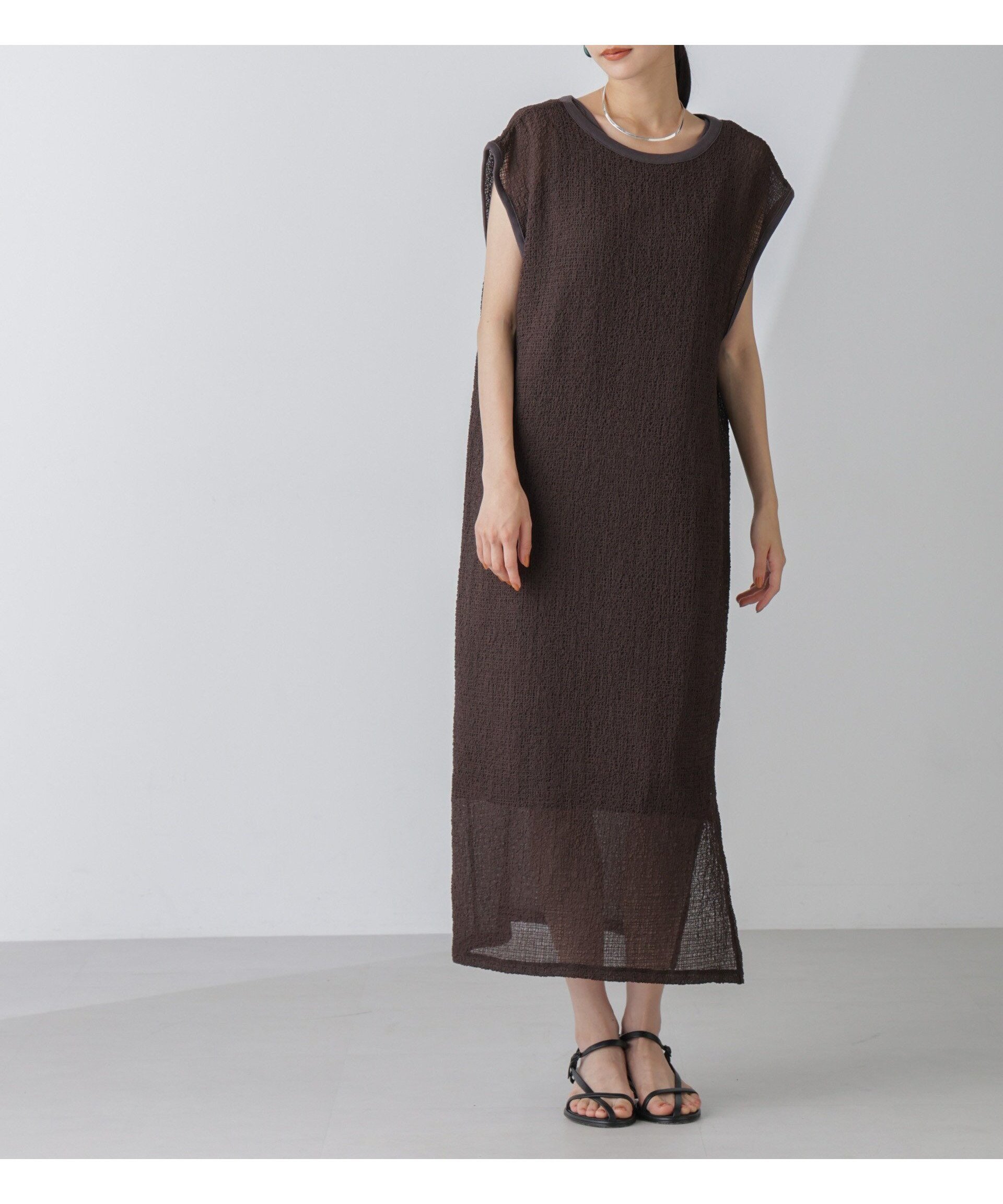 【ナノ ユニバース/nano universe】のシアーサッカーワンピース インテリア・キッズ・メンズ・レディースファッション・服の通販 founy(ファニー) 　ファッション　Fashion　レディースファッション　Fashion for Women　ワンピース　Dresses　2024年　2024　2024-2025秋冬・A/W　Autumn/Winter 2024–25 AW24–25　おすすめ　Recommended / Our Picks　イエロー　Yellow　インナー　Innerwear　ウォッシャブル　Machine Washable　キャミ　Camisole, Cami Top　サッカー　Seersucker, Summer Fabric　スリット　Slit, Slit Detail　タンク　Tank Top, Sleeveless Top　デニム　Denim, Jeans Material　トレンド　Trend, Trending Now　ノースリーブ　Sleeveless, No-Sleeve　夏　Summer　ブラウン|ID: prp329100004625965 ipo3291000000033239238