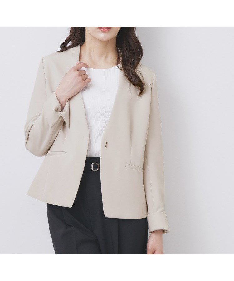 【インデックス/INDEX】のストレッチノーカラージャケット/セットアップ対応【洗濯機洗い可/イージーアイロン/防シワ】 インテリア・キッズ・メンズ・レディースファッション・服の通販 founy(ファニー)  ファッション Fashion レディースファッション Fashion for Women アウター Coat / Outerwear Collection レディースジャケット・軽アウター Jackets ノーカラージャケット / シンプル上品コーデ Collarless Jackets コンパクト Compact, Small Size ジャケット Jacket, Outerwear ストレッチ Stretch, Stretchy Fabric スマート Smart, Elegant セットアップ Set-Up, Coordinated Outfit バランス Balance, Style Balance ポケット Pocket, Pocket Detail ビジネス 仕事 通勤 Business / Work / Commuting グレージュ|ID: prp329100004626007 ipo3291000000034378732