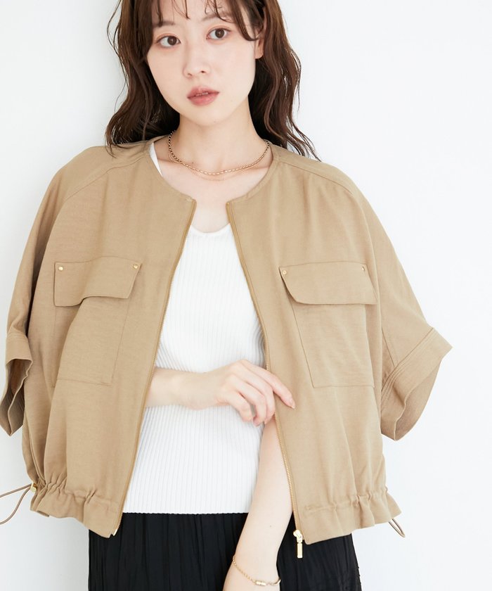 【ルクールブラン/le.coeur blanc】の《シワになりにくく速乾性》ドビークロスドロストブルゾン インテリア・キッズ・メンズ・レディースファッション・服の通販 founy(ファニー) https://founy.com/ ファッション Fashion レディースファッション Fashion for Women アウター Coat / Outerwear Collection ブルゾンジャケット・スポーティアウター Blouson Jackets フロント Front, Front Design ポケット Pocket, Pocket Detail 夏 Summer |ID: prp329100004626013 ipo3291000000033401327
