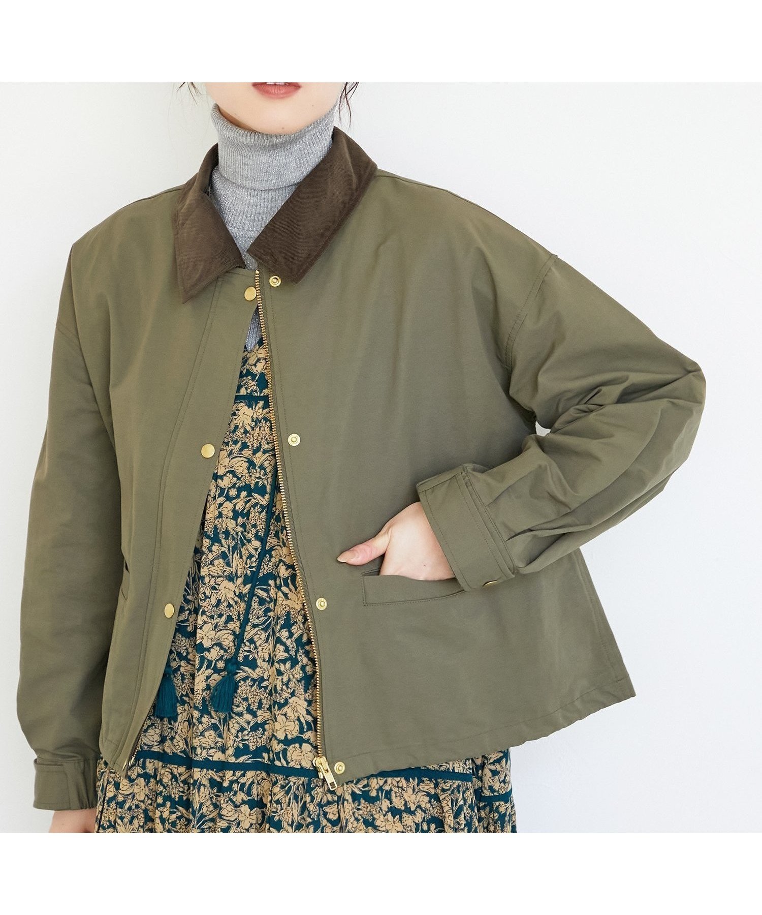 【ルクールブラン/le.coeur blanc】のグログラン配色ジャケット インテリア・キッズ・メンズ・レディースファッション・服の通販 founy(ファニー) 　ファッション　Fashion　レディースファッション　Fashion for Women　アウター　Coat / Outerwear Collection　レディースジャケット・軽アウター　Jackets　おすすめ　Recommended / Our Picks　ウェーブ　Wavy Pattern　グログラン　Grosgrain, Grosgrain Ribbon　コーデュロイ　Corduroy, Cord Fabric　ジャケット　Jacket, Outerwear　トレンド　Trend, Trending Now　ミドル　Middle Length, Mid Height　カーキグリーン|ID: prp329100004626018 ipo3291000000034266814