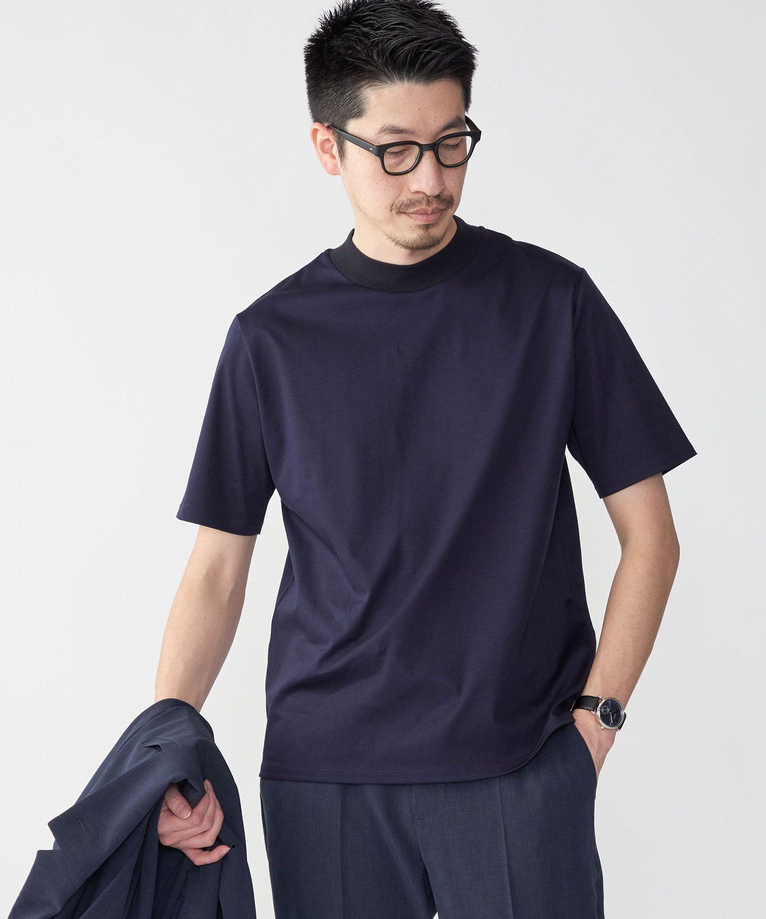 【シップス/SHIPS / MEN】のSHIPS ALBINI モックネック ショートスリーブ Tシャツ インテリア・キッズ・メンズ・レディースファッション・服の通販 founy(ファニー) 　ファッション　Fashion　メンズファッション　Fashion for Men　おすすめ　Recommended / Our Picks　インナー　Innerwear　ショート　Short, Short Length　シンプル　Simple, Minimal　ジャケット　Jacket, Outerwear　スリーブ　Sleeve, Long Sleeve / Short Sleeve　モックネック　Mock Neck, Short Turtleneck　エレガント 上品　Elegant　ネイビー|ID: prp329100004626056 ipo3291000000033240737