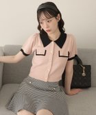 【ナイスクラップ/NICE CLAUP】の金ボタン配色衿ニットトップス 人気、トレンドファッション・服の通販 founy(ファニー) ファッション Fashion レディースファッション Fashion for Women トップス・カットソー Cut & Sew Tops ニット Knit Tops & Sweaters おすすめ Recommended / Our Picks クラシカル Classical, Vintage-Inspired デニム Denim, Jeans Material フィット Fit, Slim Fit フレア Flare, Flared ボトム Bottoms, Lower Wear 半袖 Short Sleeve, Half Sleeve thumbnail ピンク|ID: prp329100004626128 ipo3291000000033631152