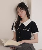【ナイスクラップ/NICE CLAUP】の金ボタン配色衿ニットトップス 人気、トレンドファッション・服の通販 founy(ファニー) ファッション Fashion レディースファッション Fashion for Women トップス・カットソー Cut & Sew Tops ニット Knit Tops & Sweaters おすすめ Recommended / Our Picks クラシカル Classical, Vintage-Inspired デニム Denim, Jeans Material フィット Fit, Slim Fit フレア Flare, Flared ボトム Bottoms, Lower Wear 半袖 Short Sleeve, Half Sleeve thumbnail ネイビー|ID: prp329100004626128 ipo3291000000033631159