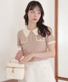 【ナイスクラップ/NICE CLAUP】の金ボタン配色衿ニットトップス 人気、トレンドファッション・服の通販 founy(ファニー) ファッション Fashion レディースファッション Fashion for Women トップス・カットソー Cut & Sew Tops ニット Knit Tops & Sweaters おすすめ Recommended / Our Picks クラシカル Classical, Vintage-Inspired デニム Denim, Jeans Material フィット Fit, Slim Fit フレア Flare, Flared ボトム Bottoms, Lower Wear 半袖 Short Sleeve, Half Sleeve thumbnail ベージュ|ID: prp329100004626128 ipo3291000000033631160