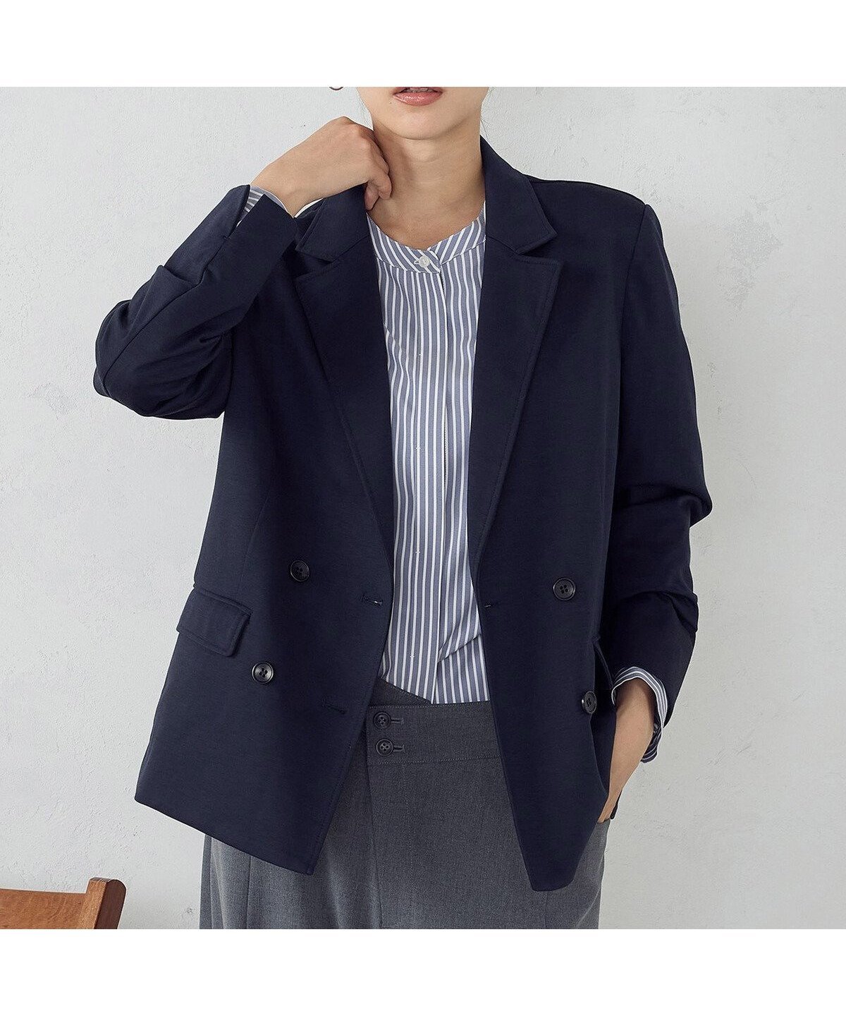 【コムサイズム/COMME CA ISM】のポンチWブレスト テーラードジャケット / セットアップ対応 インテリア・キッズ・メンズ・レディースファッション・服の通販 founy(ファニー) 　ファッション　Fashion　レディースファッション　Fashion for Women　アウター　Coat / Outerwear Collection　レディースジャケット・軽アウター　Jackets　テーラードジャケット / 通勤・きれいめスタイル　Tailored Jackets & Blazers　ジャケット　Jacket, Outerwear　ストレッチ　Stretch, Stretchy Fabric　スリット　Slit, Slit Detail　セットアップ　Set-Up, Coordinated Outfit　ボックス　Boxy, Box Shape　羽織　Haori, Light Jacket　ネイビー|ID: prp329100004626218 ipo3291000000033631808