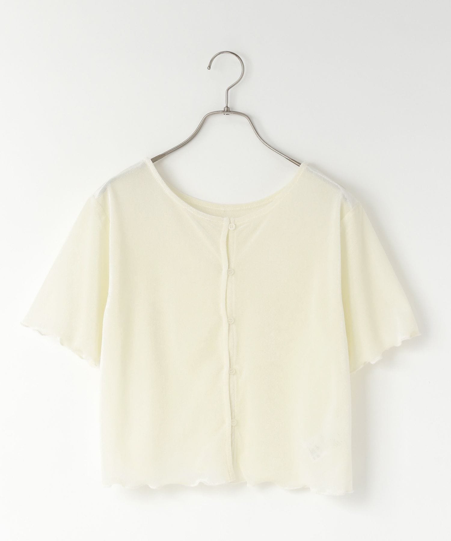 【ローリーズファーム/LOWRYS FARM】のシアーベロアメローカーディガンSS インテリア・キッズ・メンズ・レディースファッション・服の通販 founy(ファニー) 　ファッション　Fashion　レディースファッション　Fashion for Women　トップス・カットソー　Cut & Sew Tops　カーディガン・羽織り　Layered Style Cardigans　ベロアトップス　Velour Tops / Velvet-Look Items　おすすめ　Recommended / Our Picks　コンパクト　Compact, Small Size　シアー　Sheer, See-Through　タンク　Tank Top, Sleeveless Top　バランス　Balance, Style Balance　ベロア　Velour, Soft Velvet　ボトム　Bottoms, Lower Wear　ワイド　Wide, Wide Fit　半袖　Short Sleeve, Half Sleeve　アイボリー08|ID: prp329100004626673 ipo3291000000033516321