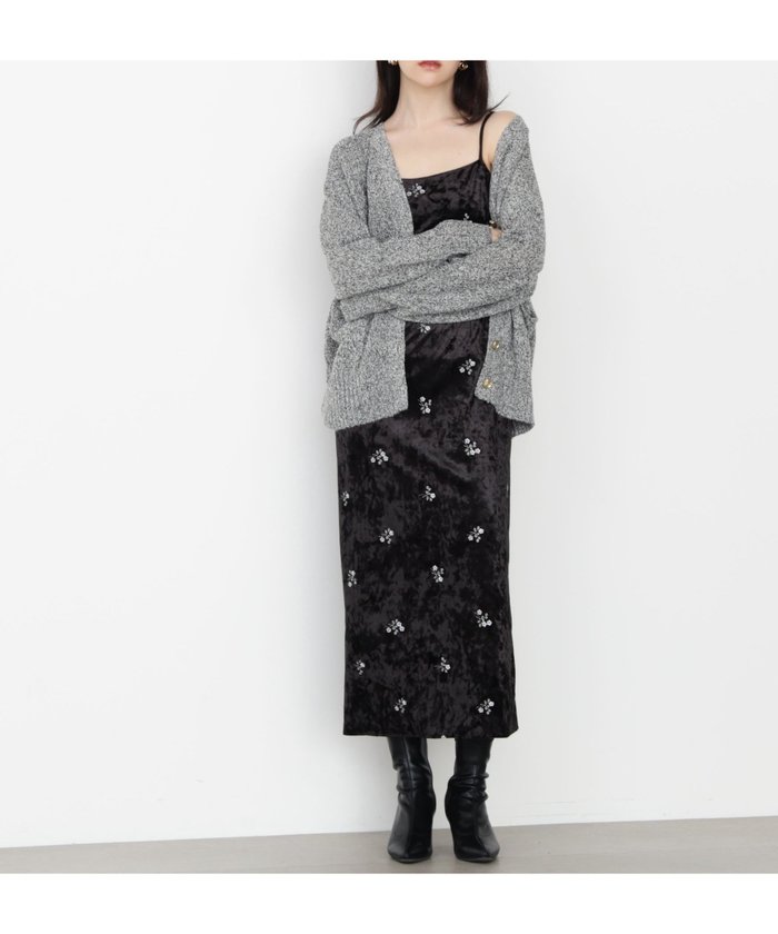 【プロポーション ボディドレッシング/PROPORTION BODY DRESSING】の《EDIT COLOGNE》刺繍ベロアキャミワンピース インテリア・キッズ・メンズ・レディースファッション・服の通販 founy(ファニー) https://founy.com/ ファッション Fashion レディースファッション Fashion for Women ワンピース Dresses キャミソールワンピース Camisole Dresses インナー Innerwear カーディガン Cardigan, Knitwear キャミワンピース Cami Dress, Slip Dress クラッシュ Distressed, Crashed Style ジャケット Jacket, Outerwear スリット Slit, Slit Detail ベロア Velour, Soft Velvet |ID: prp329100004626696 ipo3291000000033555681