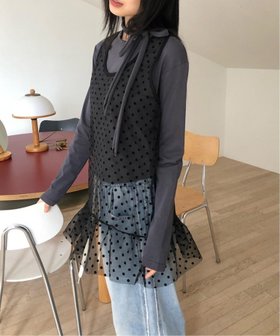 【チェルカ/CERCA】のChiina/Chiina / ドットチュール 裾フリルミニワンピース 人気、トレンドファッション・服の通販 founy(ファニー) ファッション Fashion レディースファッション Fashion for Women ワンピース Dresses おすすめ Recommended / Our Picks インナー Innerwear カットソー Cut and Sewn Top チュール Tulip, Tulip Motif トレンド Trend, Trending Now ドット Polka Dot, Dot Pattern フェミニン Feminine, Girly フリル Frill, Ruffle ロング Long, Long-Length 再入荷 Restock / Back in Stock 夏 Summer 春 Spring S/S・春夏 SS, Spring/Summer, Warm Season A/W・秋冬 Autumn/Winter |ID:prp329100004626717