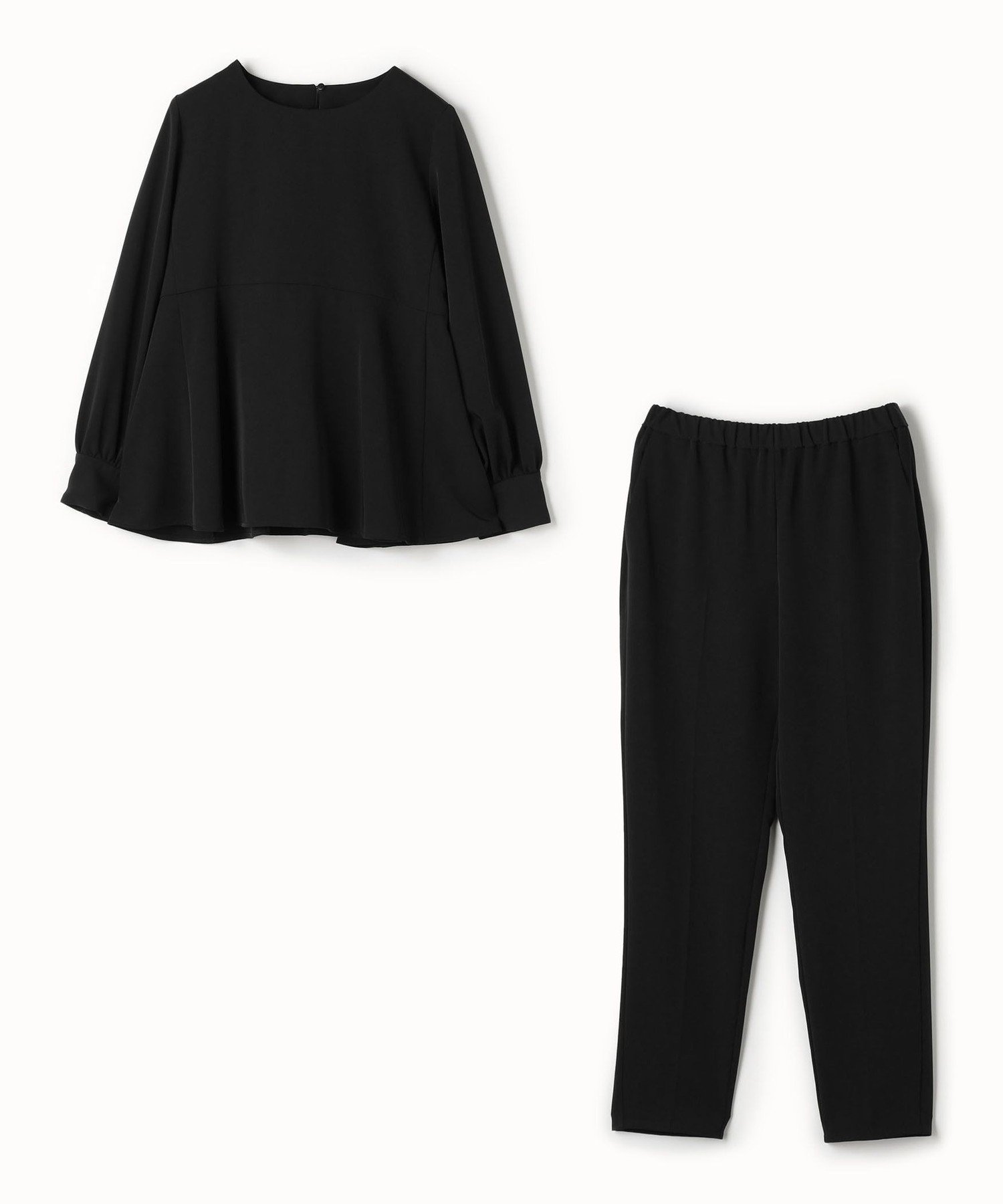 【ユナイテッドアローズ/UNITED ARROWS】のペプラム フェイクパールブラウス+パンツ -ウォッシャブル- A DAY IN THE LIFE インテリア・キッズ・メンズ・レディースファッション・服の通販 founy(ファニー) 　ファッション　Fashion　レディースファッション　Fashion for Women　パンツ　Pants & Trousers　ウォッシャブル　Machine Washable　スリーブ　Sleeve, Long Sleeve / Short Sleeve　セットアップ　Set-Up, Coordinated Outfit　セレモニー　Ceremony　センター　Center, Center Line　テーパード　Tapered, Tapered Pants　バランス　Balance, Style Balance　ビジネス 仕事 通勤　Business / Work / Commuting　ブローチ　Brooch, Pin Brooch　ペプラム　Peplum, Flared Hem　BLACK|ID: prp329100004626735 ipo3291000000033398585