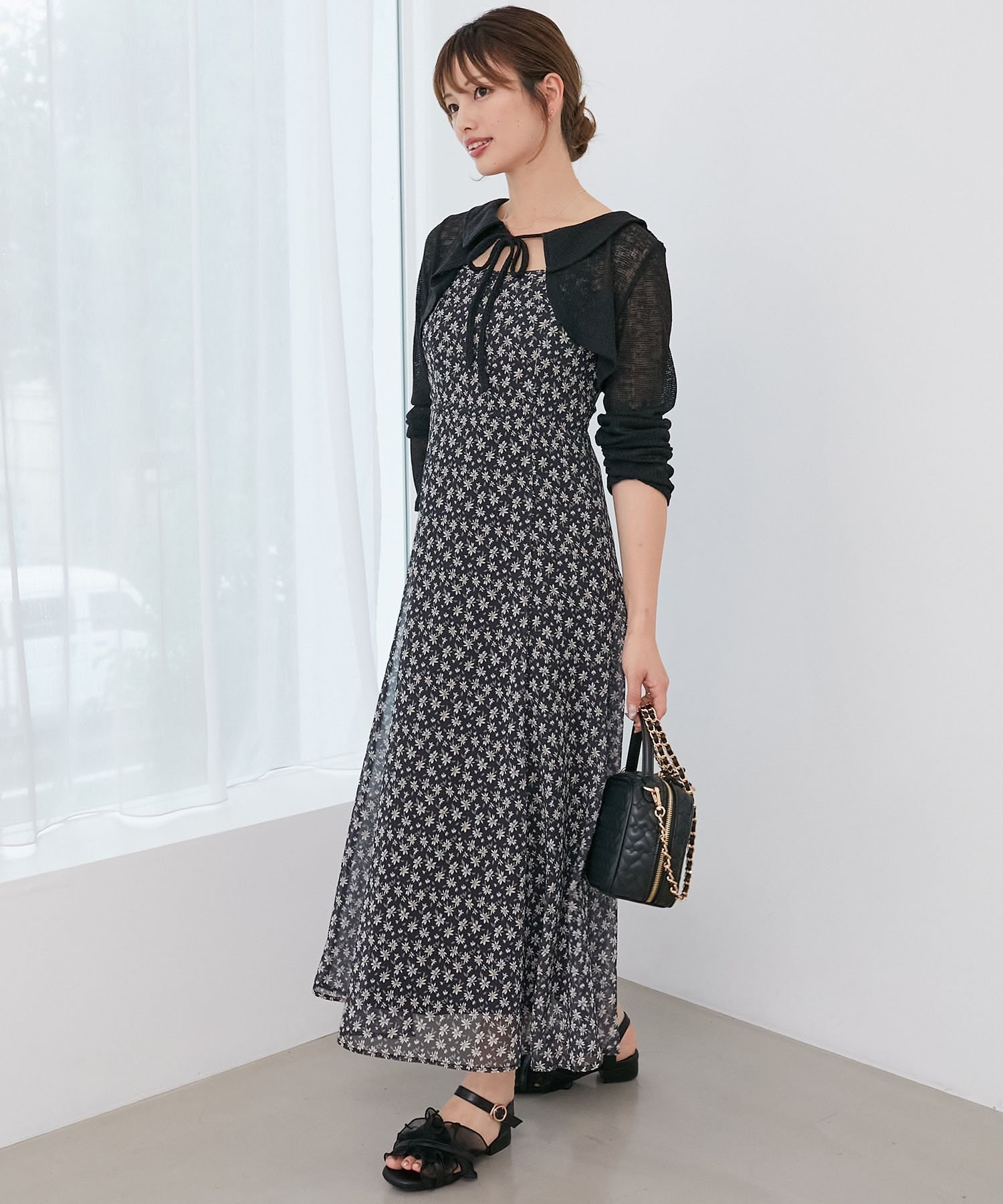 【マジェスティック レゴン/MAJESTIC LEGON】のショートボレロセットキャミワンピース インテリア・キッズ・メンズ・レディースファッション・服の通販 founy(ファニー) 　ファッション　Fashion　レディースファッション　Fashion for Women　アウター　Coat / Outerwear Collection　ボレロ・ショート丈ジャケット / ドレス羽織りに　Boleros & Short Jackets　ワンピース　Dresses　キャミソールワンピース　Camisole Dresses　カットソー　Cut and Sewn Top　ショート　Short, Short Length　ボレロ　Bolero, Short Cardigan　ロング　Long, Long-Length　エレガント 上品　Elegant　ブラック柄|ID: prp329100004626756 ipo3291000000033586215