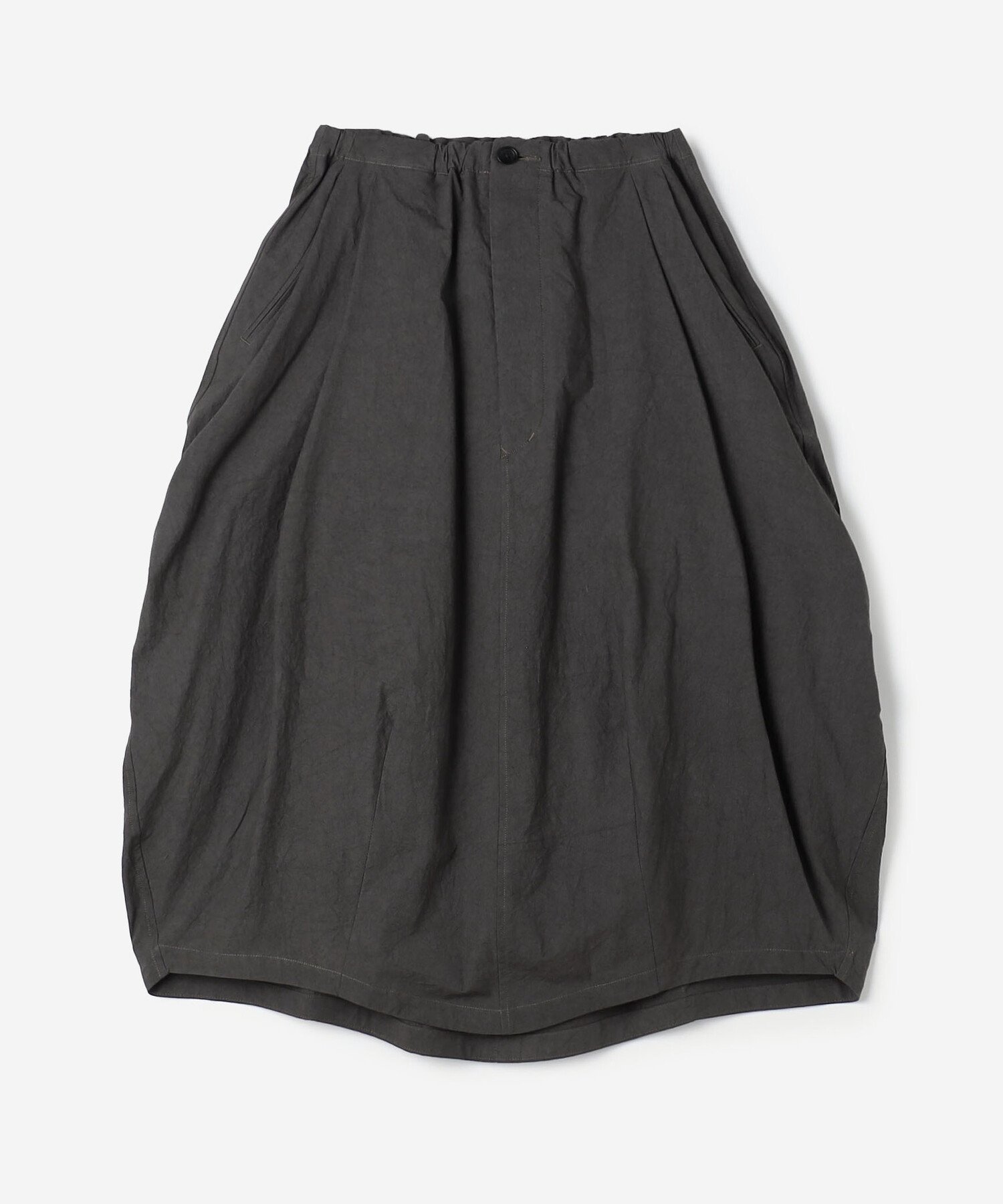 【ビショップ/Bshop】の別注 コットン コクーンスカート WOMEN インテリア・キッズ・メンズ・レディースファッション・服の通販 founy(ファニー) 　ファッション　Fashion　レディースファッション　Fashion for Women　スカート　Skirts　ドローコード　Drawcord, Drawstring Cord　フロント　Front, Front Design　プリーツ　Pleats, Pleated　ポケット　Pocket, Pocket Detail　別注　Limited Edition, Custom Order　夏　Summer　CHARCOAL|ID: prp329100004626926 ipo3291000000033290203