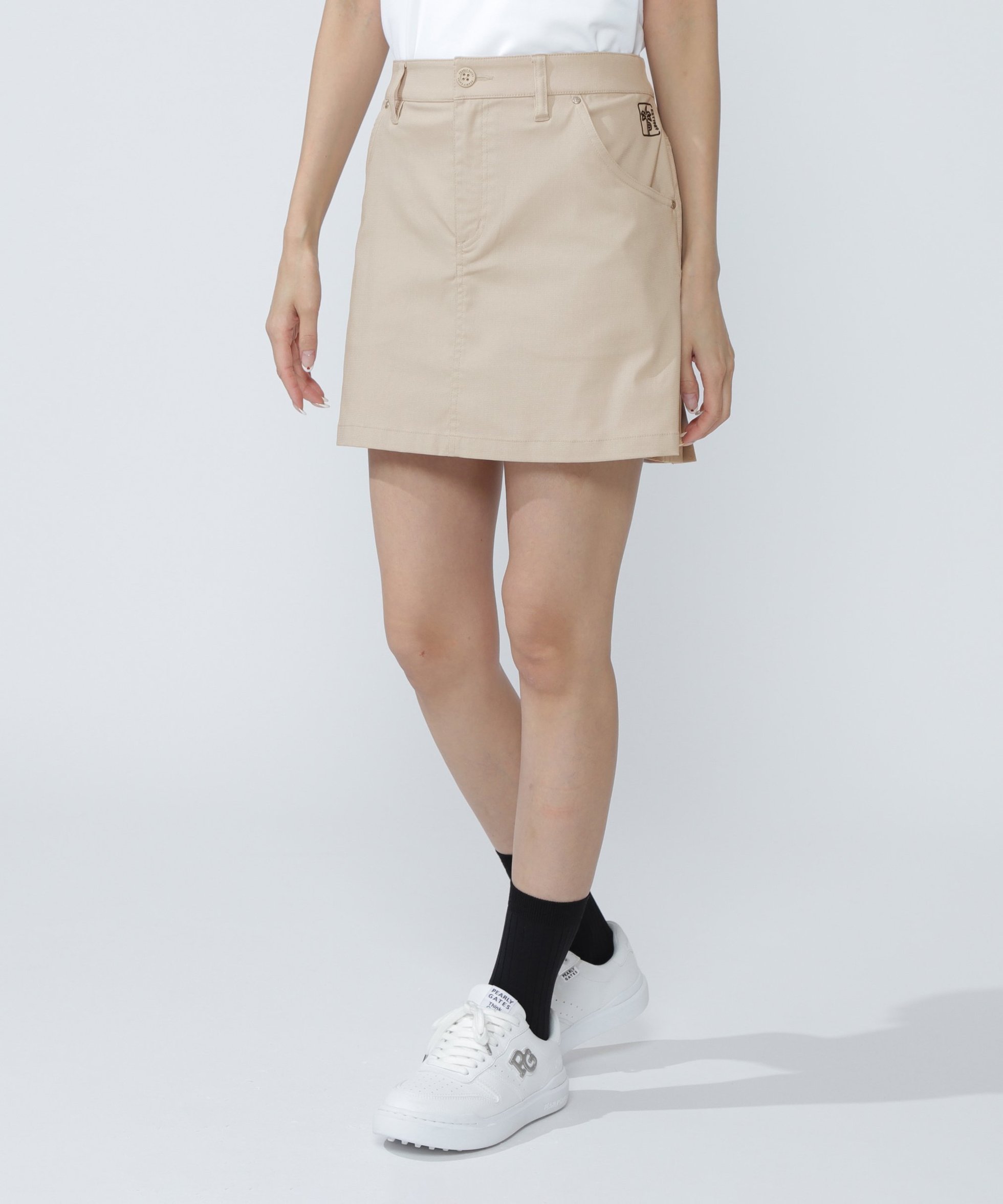 【その他のブランド/Other】のPeドビーストレッチ P I 5ポケットスカート インテリア・キッズ・メンズ・レディースファッション・服の通販 founy(ファニー) 　ファッション　Fashion　レディースファッション　Fashion for Women　スカート　Skirts　アウトドア　Outdoor Clothing　アシンメトリー　Asymmetrical Style　ゴルフ　Golf　スポーツ　Sports, Activewear　プリーツ　Pleats, Pleated　ポケット　Pocket, Pocket Detail　切替　Switching, Contrast Panel　台形　A-Line, Trapezoid Shape　サンドベージュ1|ID: prp329100004626938 ipo3291000000033251632