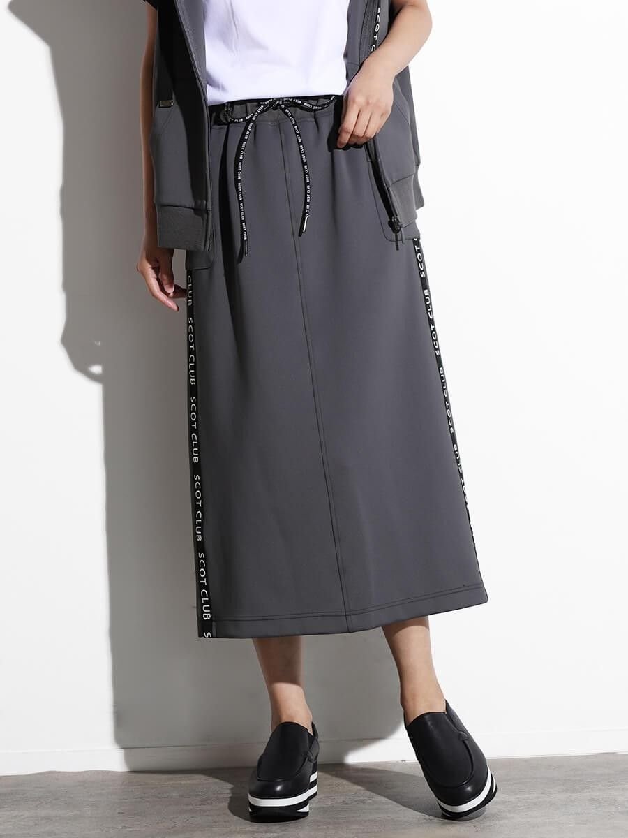 【ヴァン/Vin】のロゴラインボンディングスカート インテリア・キッズ・メンズ・レディースファッション・服の通販 founy(ファニー) 　ファッション　Fashion　レディースファッション　Fashion for Women　スカート　Skirts　おすすめ　Recommended / Our Picks　ストレッチ　Stretch, Stretchy Fabric　スリット　Slit, Slit Detail　セットアップ　Set-Up, Coordinated Outfit　プリント　Print, Printed Pattern　ボンディング　Bonding, Bonded Fabric　ミックス　Mix, Mixed Style　チャコールグレー|ID: prp329100004626963 ipo3291000000033251917