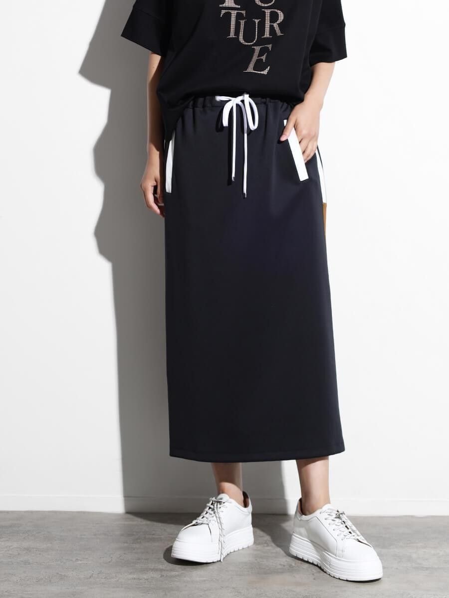【ヴァン/Vin】の配色ラインタイトスカート 人気、トレンドファッション・服の通販 founy(ファニー) 　ファッション　Fashion　レディースファッション　Fashion for Women　スカート　Skirts　ストレッチ　Stretch, Stretchy Fabric　タイトスカート　Pencil Skirt, Tight Skirt　ドローストリング　Drawstring, Pull Cord　フィット　Fit, Slim Fit　ミックス　Mix, Mixed Style　エレガント 上品　Elegant　 other-1|ID: prp329100004626964 ipo3291000000033251920