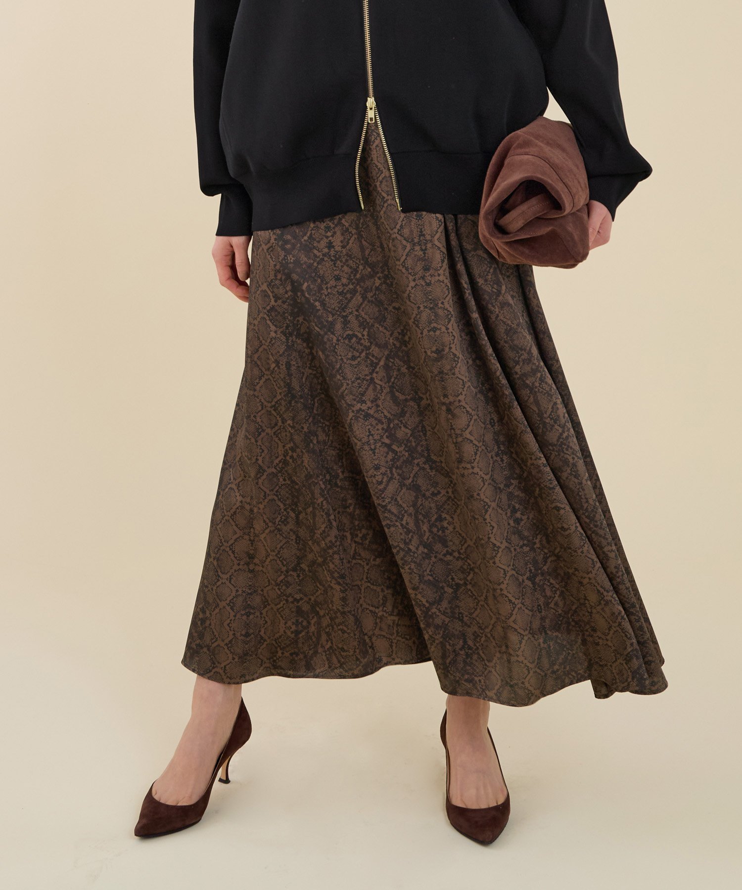 【マイカ ディール/MICA & DEAL】の【marmors】original python print skirt インテリア・キッズ・メンズ・レディースファッション・服の通販 founy(ファニー) 　ファッション　Fashion　レディースファッション　Fashion for Women　スカート　Skirts　パイソン　Python, Snakeskin Pattern　フレア　Flare, Flared　プリント　Print, Printed Pattern　リアル　Real, Realistic　エレガント 上品　Elegant　BROWN|ID: prp329100004626976 ipo3291000000033252030