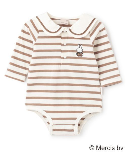 【ナルミヤ オンライン/NARUMIYA ONELINE / KIDS】の【Miffy】セーラーロンパース インテリア・キッズ・メンズ・レディースファッション・服の通販 founy(ファニー) 　ファッション　Fashion　キッズファッション　Fashion for Kids　おすすめ　Recommended / Our Picks　キャラクター　Character, Licensed Characters　ピーチ　Peach, Soft Touch　ボーダー　Border, Stripe　ポケット　Pocket, Pocket Detail　ロンパース　Romper, Jumpsuit　夏　Summer　春　Spring　S/S・春夏　SS, Spring/Summer, Warm Season　茶|ID: prp329100004627019 ipo3291000000033508185