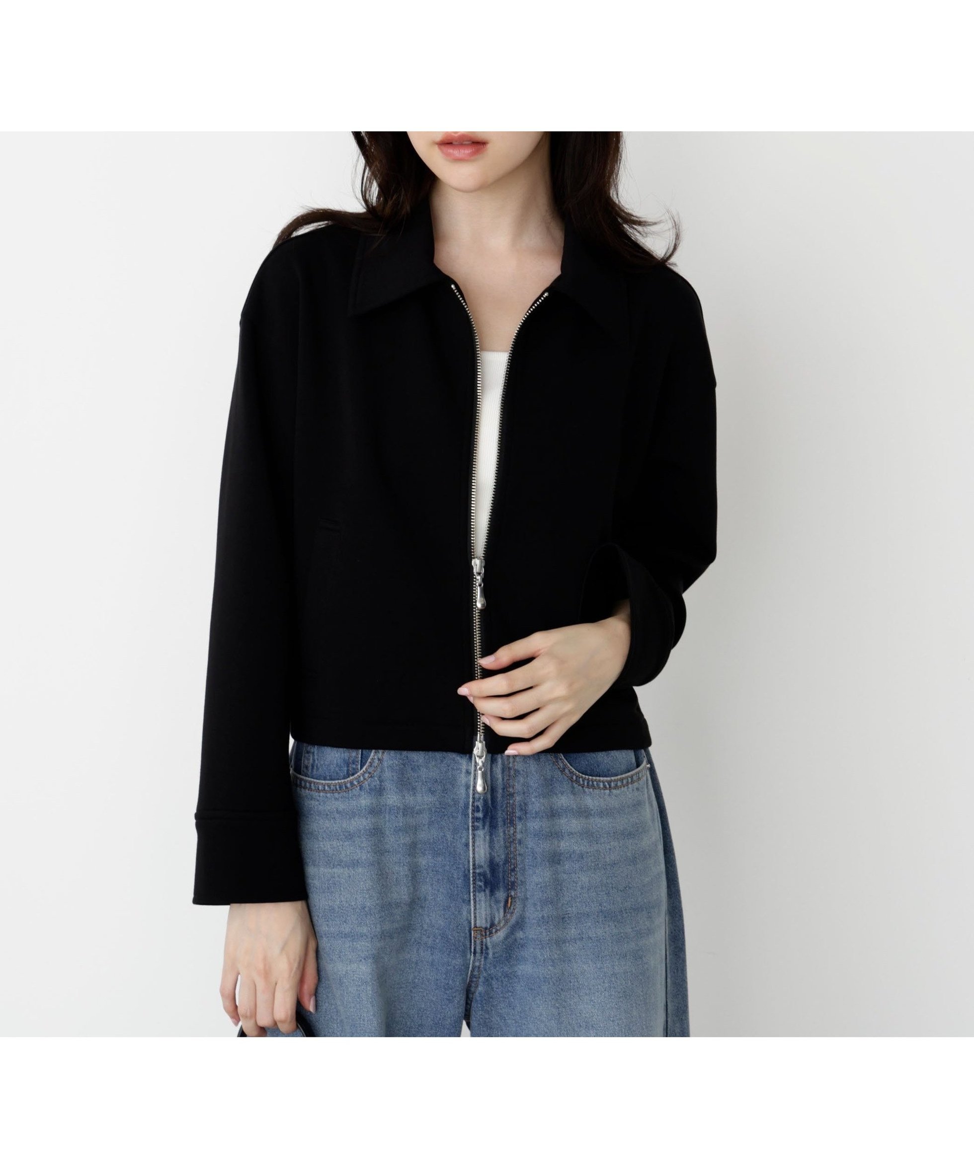 【プロポーション ボディドレッシング/PROPORTION BODY DRESSING】の襟付きジップカットジャケット インテリア・キッズ・メンズ・レディースファッション・服の通販 founy(ファニー) 　ファッション　Fashion　レディースファッション　Fashion for Women　アウター　Coat / Outerwear Collection　レディースジャケット・軽アウター　Jackets　ジャケット　Jacket, Outerwear　ブラック|ID: prp329100004627118 ipo3291000000033254558