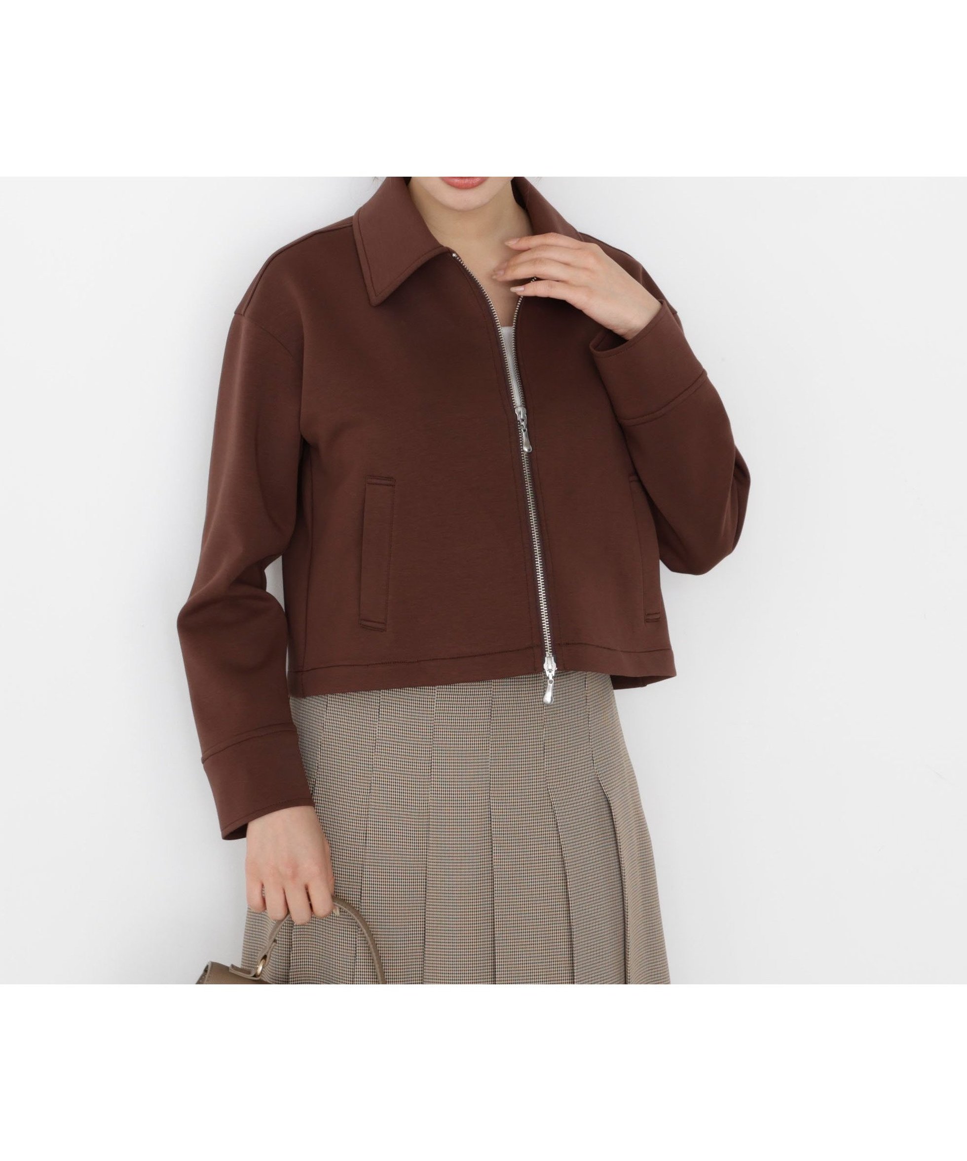 【プロポーション ボディドレッシング/PROPORTION BODY DRESSING】の襟付きジップカットジャケット インテリア・キッズ・メンズ・レディースファッション・服の通販 founy(ファニー) 　ファッション　Fashion　レディースファッション　Fashion for Women　アウター　Coat / Outerwear Collection　レディースジャケット・軽アウター　Jackets　ジャケット　Jacket, Outerwear　ブラウン|ID: prp329100004627118 ipo3291000000033254561