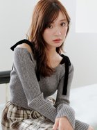 【スナイデル/SNIDEL】のショルダーリボンオフショルニットプルオーバー GRY[006]|ID:prp329100004627160