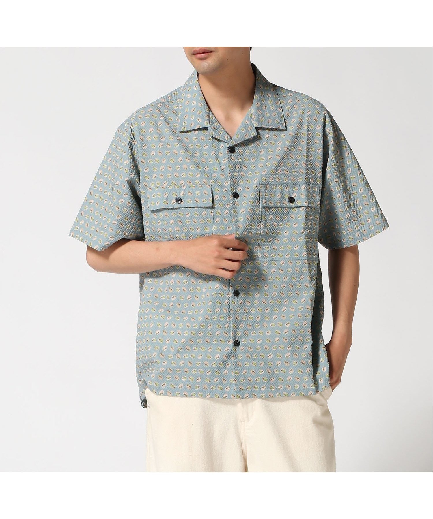 【ジムマスター/gym master / MEN】のgym master/ULシアサッカーハッピーペイントシャツ インテリア・キッズ・メンズ・レディースファッション・服の通販 founy(ファニー) 　ファッション　Fashion　メンズファッション　Fashion for Men　クラシカル　Classical, Vintage-Inspired　軽量　Lightweight, Ultra Light　スポーツ　Sports, Activewear　セットアップ　Set-Up, Coordinated Outfit　フラップ　Flap, Flap Pocket　ポケット　Pocket, Pocket Detail　リラックス　Relax, Relaxed Fit　ワーク　Workwear, Utility Style　ピスタチオ柄|ID: prp329100004627227 ipo3291000000033294468