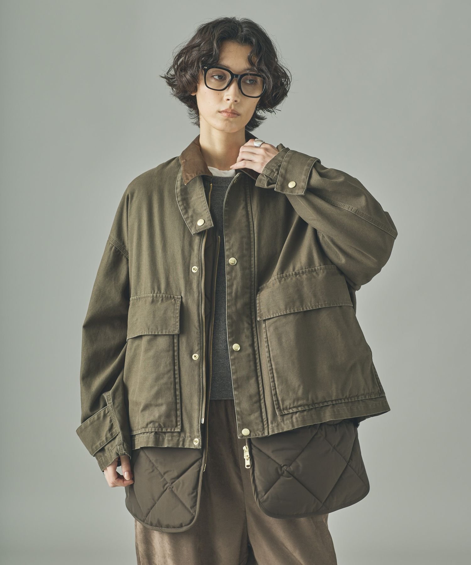 【カレンソロジー/Curensology】のコットンワークブルゾン インテリア・キッズ・メンズ・レディースファッション・服の通販 founy(ファニー) 　ファッション　Fashion　レディースファッション　Fashion for Women　アウター　Coat / Outerwear Collection　ブルゾンジャケット・スポーティアウター　Blouson Jackets　インナー　Innerwear　エレガント 上品　Elegant　ヴィンテージ　Vintage Style　キルティング　Quilted, Quilting　サテン　Satin, Glossy Fabric　ショート　Short, Short Length　ジャケット　Jacket, Outerwear　バランス　Balance, Style Balance　フロント　Front, Front Design　ブルゾン　Blouson, Bomber Jacket　ベスト　Vest, Waistcoat　ポケット　Pocket, Pocket Detail　ワーク　Workwear, Utility Style　【NEW】カーキ|ID: prp329100004627241 ipo3291000000033256743