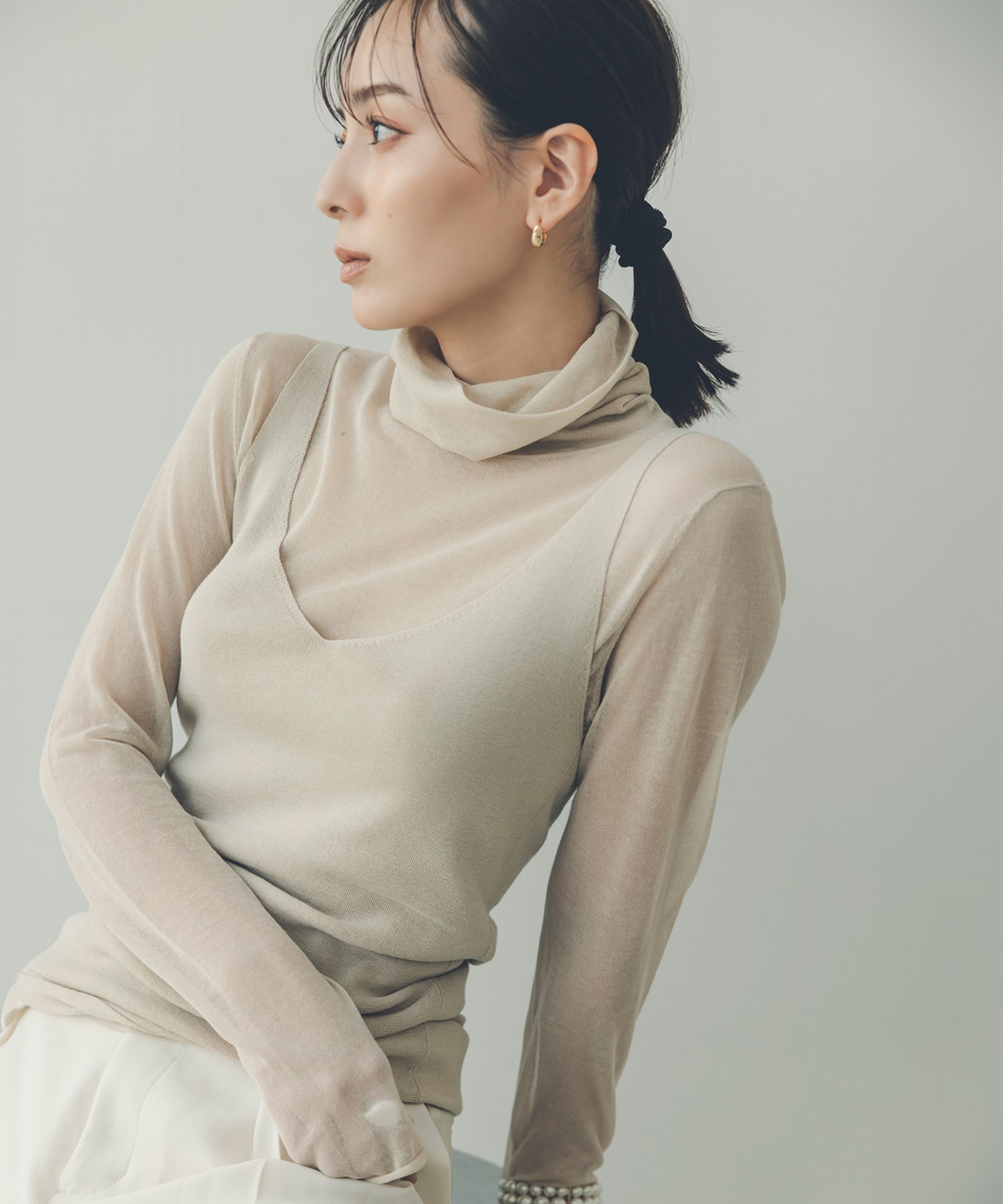 【アニュアンス/anuans】のシアータートルレイヤードニットトップス インテリア・キッズ・メンズ・レディースファッション・服の通販 founy(ファニー) 　ファッション　Fashion　レディースファッション　Fashion for Women　トップス・カットソー　Cut & Sew Tops　ニット　Knit Tops & Sweaters　アンサンブル　Ensemble Set　タンク　Tank Top, Sleeveless Top　トレンド　Trend, Trending Now　BEIGE|ID: prp329100004627289 ipo3291000000033257886