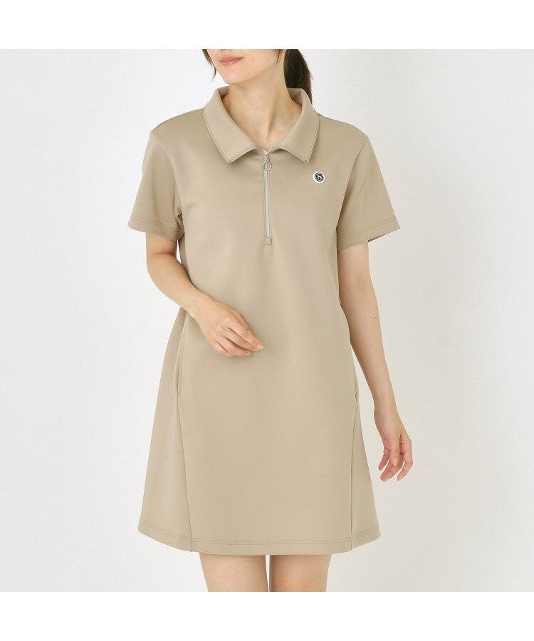 【アダバット/adabat】のライトスムースハーフジップワンピース インテリア・キッズ・メンズ・レディースファッション・服の通販 founy(ファニー) 　ファッション　Fashion　レディースファッション　Fashion for Women　ワンピース　Dresses　シンプル　Simple, Minimal　チュニック　Tunic, Long Top　ドローコード　Drawcord, Drawstring Cord　ポケット　Pocket, Pocket Detail　リラックス　Relax, Relaxed Fit　レギンス　Leggings, Stretch Pants　エレガント 上品　Elegant　ベージュ|ID: prp329100004627582 ipo3291000000033261100