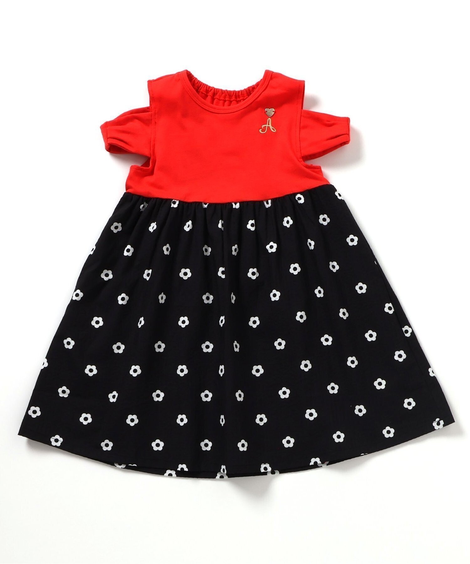 【エフオー オンラインストア/F.O.Online Store / KIDS】の【リンク】3柄オフショルリボンドッキングワンピース_RP インテリア・キッズ・メンズ・レディースファッション・服の通販 founy(ファニー) 　ファッション　Fashion　キッズファッション　Fashion for Kids　ワンピース　Dresses　プリント　Print, Printed Pattern　レッド|ID: prp329100004627714 ipo3291000000033507101