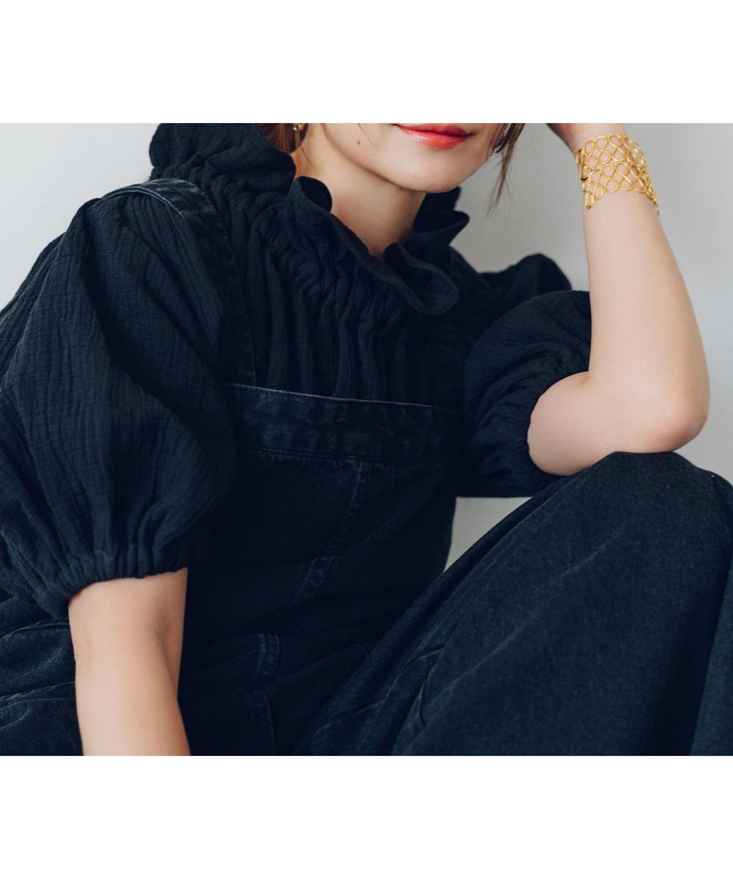 【サニーレーベル/Sonny Label / URBAN RESEARCH】のNaokoTakayamaガーゼブラウス インテリア・キッズ・メンズ・レディースファッション・服の通販 founy(ファニー) 　ファッション　Fashion　レディースファッション　Fashion for Women　トップス・カットソー　Cut & Sew Tops　シャツ・ブラウス・オフィスカジュアル　Elegant Blouses & Button-Ups　2025年　2025　2025春夏・S/S　Spring/Summer 2025 SS25　インナー　Innerwear　サロペット　Overalls, Salopette　シンプル　Simple, Minimal　フリル　Frill, Ruffle　夏　Summer　S/S・春夏　SS, Spring/Summer, Warm Season　ブラック|ID: prp329100004627862 ipo3291000000033468156