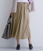 【インディヴィ/INDIVI】のレザー調ギャザースカート カーキ|ID: prp329100004627878 ipo3291000000033264722