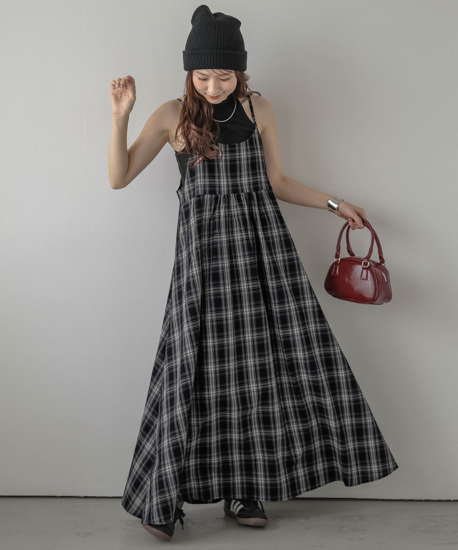 【ラジュール/Lajour】のチェック柄キャミソールワンピース インテリア・キッズ・メンズ・レディースファッション・服の通販 founy(ファニー) 　ファッション　Fashion　レディースファッション　Fashion for Women　ワンピース　Dresses　インナー　Innerwear　キャミソール　Camisole, Spaghetti Strap Top　キャミワンピース　Cami Dress, Slip Dress　タンク　Tank Top, Sleeveless Top　チェック　Check, Plaid, Tartan　トレンド　Trend, Trending Now　フェミニン　Feminine, Girly　フレア　Flare, Flared　ラップ　Wrap, Wrap Design　リボン　Ribbon, Bow　ブラック|ID: prp329100004628130 ipo3291000000033586910