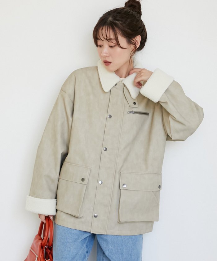 【ルクールブラン/le.coeur blanc】の《WEB限定アイテム》ヴィンテージライクボアカラーブルゾン インテリア・キッズ・メンズ・レディースファッション・服の通販 founy(ファニー) https://founy.com/ ファッション Fashion レディースファッション Fashion for Women アウター Coat / Outerwear Collection ブルゾンジャケット・スポーティアウター Blouson Jackets おすすめ Recommended / Our Picks クール Cool, Chic ジャケット Jacket, Outerwear トレンド Trend, Trending Now バランス Balance, Style Balance フェイクレザー Faux Leather, PU Leather ブルゾン Blouson, Bomber Jacket ボトム Bottoms, Lower Wear ミックス Mix, Mixed Style ヴィンテージ Vintage Style 冬 Winter / This Winter |ID: prp329100004628214 ipo3291000000033270780