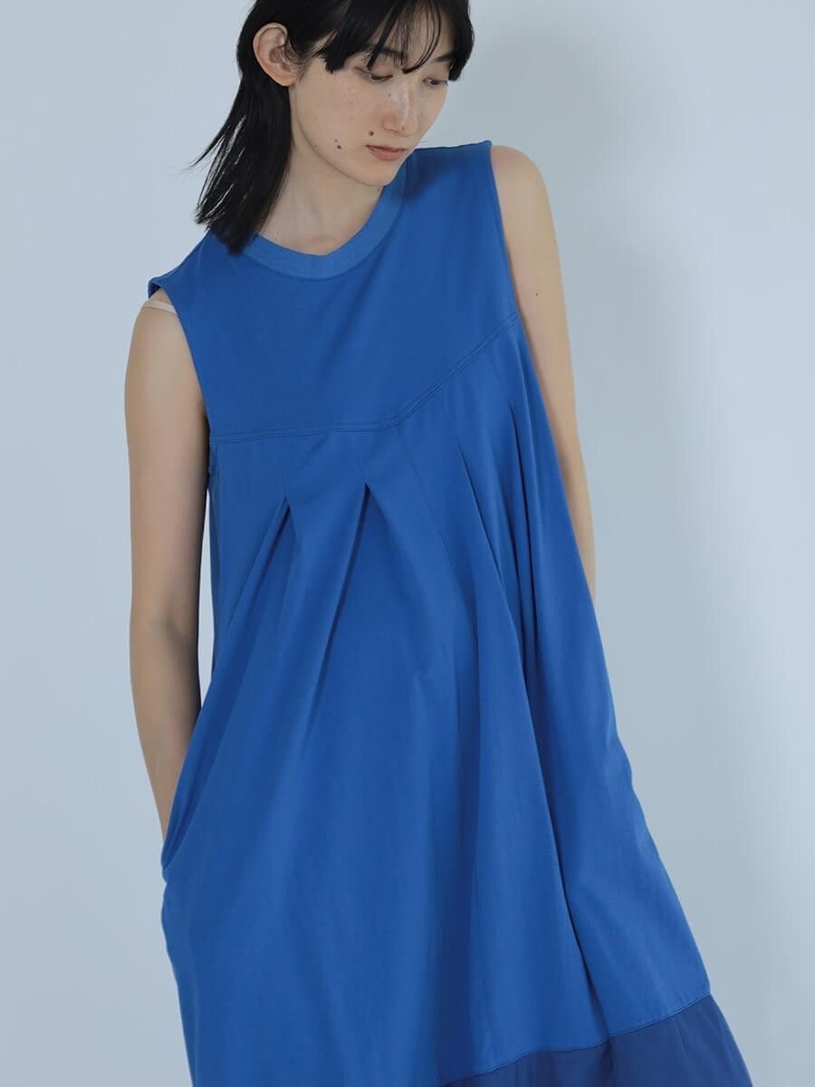 【ラシュッド/LASUD】の異素材ドッキングバルーンワンピース インテリア・キッズ・メンズ・レディースファッション・服の通販 founy(ファニー) 　ファッション　Fashion　レディースファッション　Fashion for Women　ワンピース　Dresses　チュール　Tulip, Tulip Motif　ドッキング　Docking, Mixed Material　ドレープ　Drape, Draping Fabric　バルーン　Balloon, Balloon Silhouette　今季　This Season, Current Season　旅行　Travel　ライトブルー|ID: prp329100004628286 ipo3291000000033427835