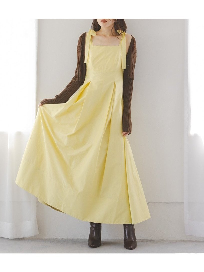 【スナイデル/SNIDEL】のタックキャミワンピース インテリア・キッズ・メンズ・レディースファッション・服の通販 founy(ファニー) 　ファッション　Fashion　レディースファッション　Fashion for Women　ワンピース　Dresses　キャミソールワンピース　Camisole Dresses　イエロー　Yellow　ウェーブ　Wavy Pattern　エレガント 上品　Elegant　秋　Autumn　ストレート　Straight, Straight Cut　スポーティ　Sporty, Casual Athletic　チェック　Check, Plaid, Tartan　フレア　Flare, Flared　リボン　Ribbon, Bow　ロング　Long, Long-Length　おすすめ　Recommended / Our Picks　夏　Summer　MST[039]|ID: prp329100004628370 ipo3291000000033272516