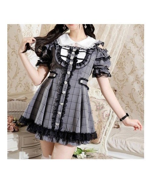 【ノエミ/NOEMIE】のキラキラヨークオープンショルダーセットアップ インテリア・キッズ・メンズ・レディースファッション・服の通販 founy(ファニー) 　ファッション　Fashion　レディースファッション　Fashion for Women　セットアップ　Matching Sets　ショート　Short, Short Length　セットアップ　Set-Up, Coordinated Outfit　フリル　Frill, Ruffle　フレア　Flare, Flared　ヨーク　Yoke, Yoke Design　リボン　Ribbon, Bow　レース　Lace, Lace Fabric　濃グレー|ID: prp329100004628390 ipo3291000000033414398